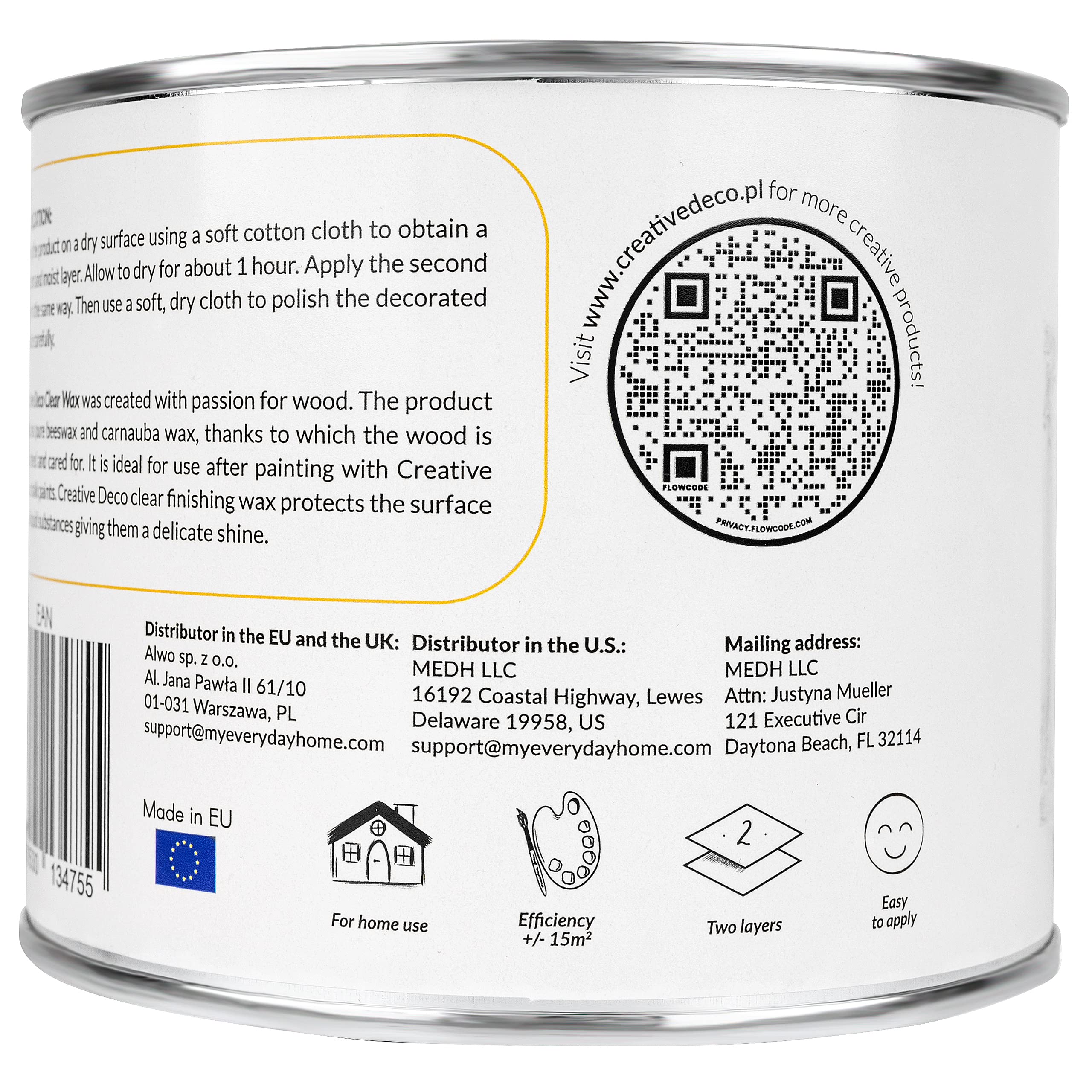 Creative Deco Cire finition incolore 500 ml vernis bois transparent