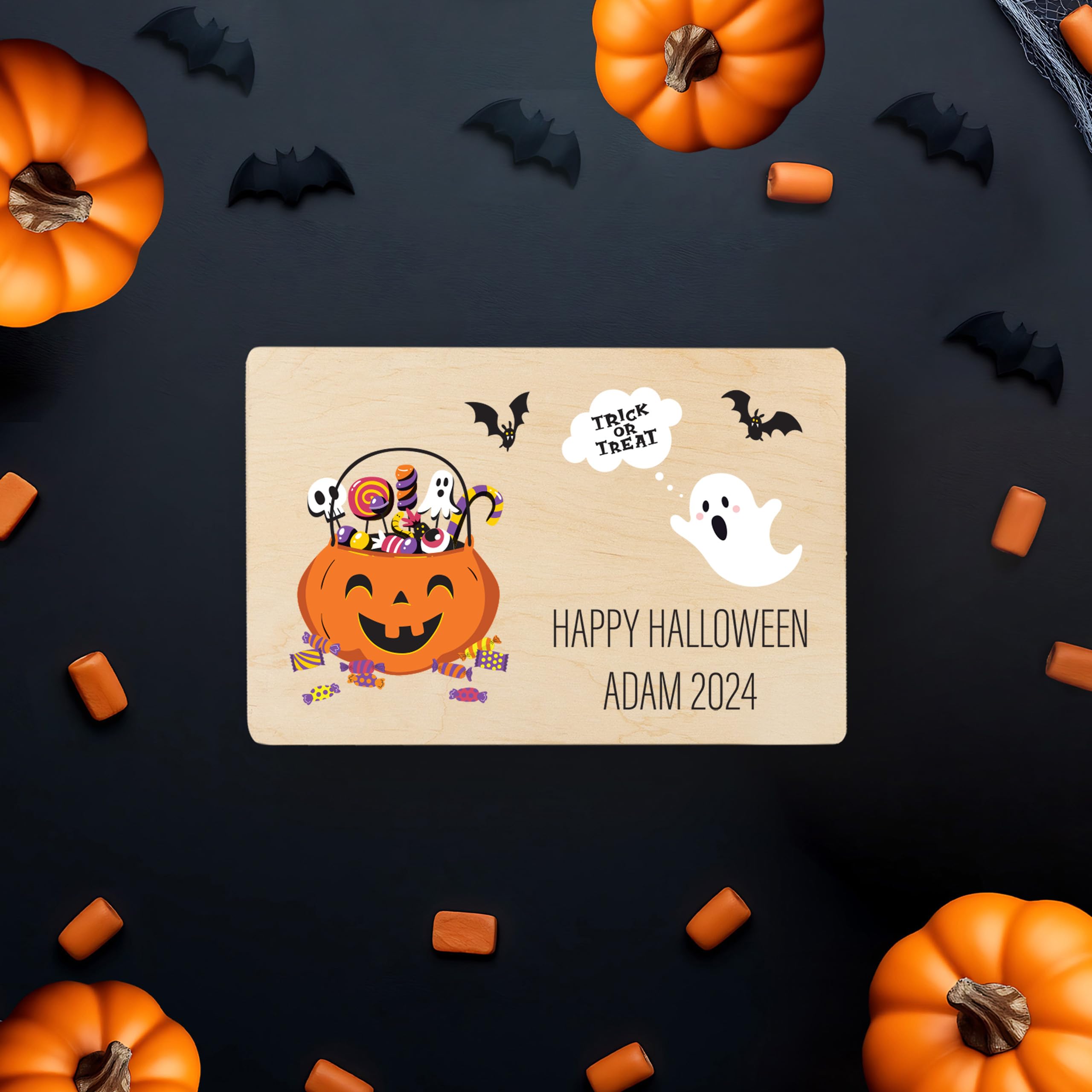 Creative Deco Boîte en bois citrouille 30x20x14 Halloween