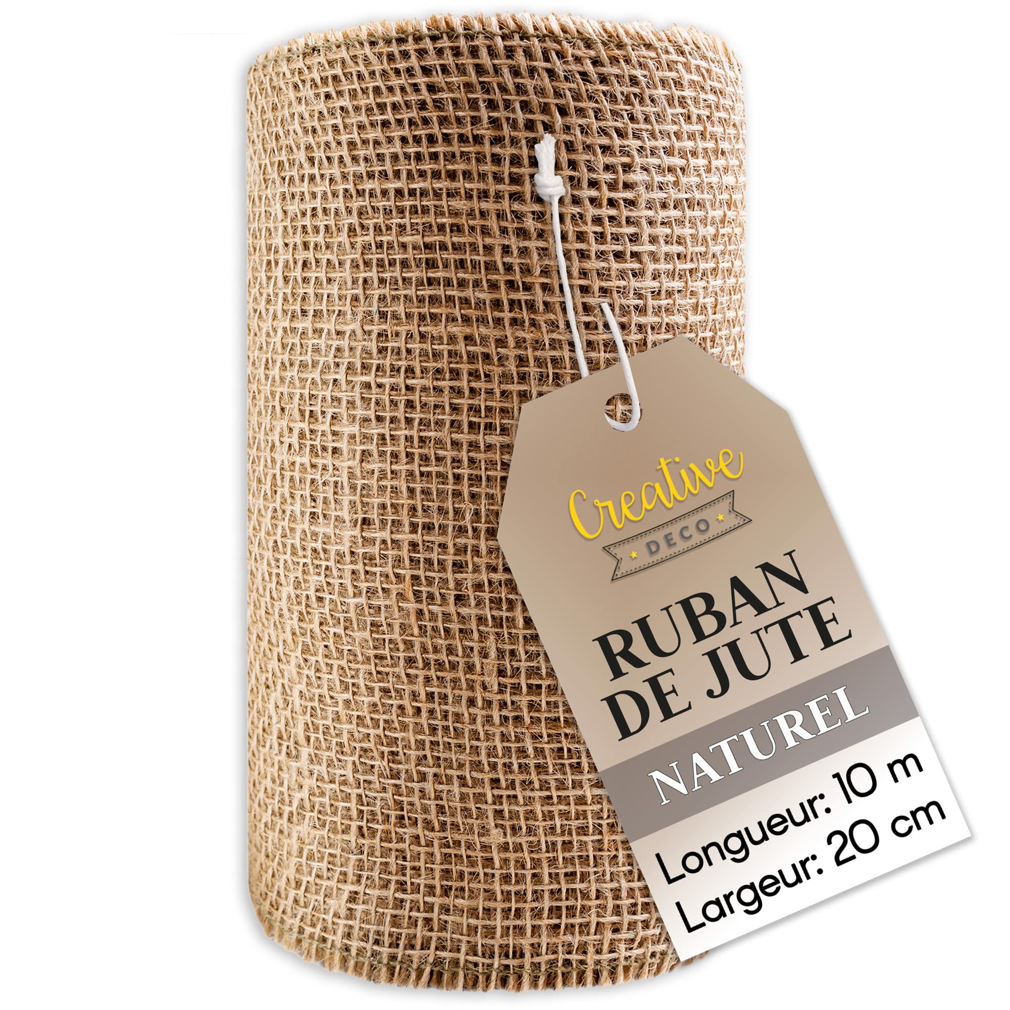 Creative Deco Ruban 20cmx10m Toile de Jute Beige Naturel