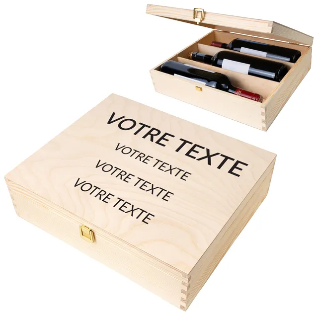 Creative Deco Boîte Vin Bois Texte Souhaité 35 cm Cadeau