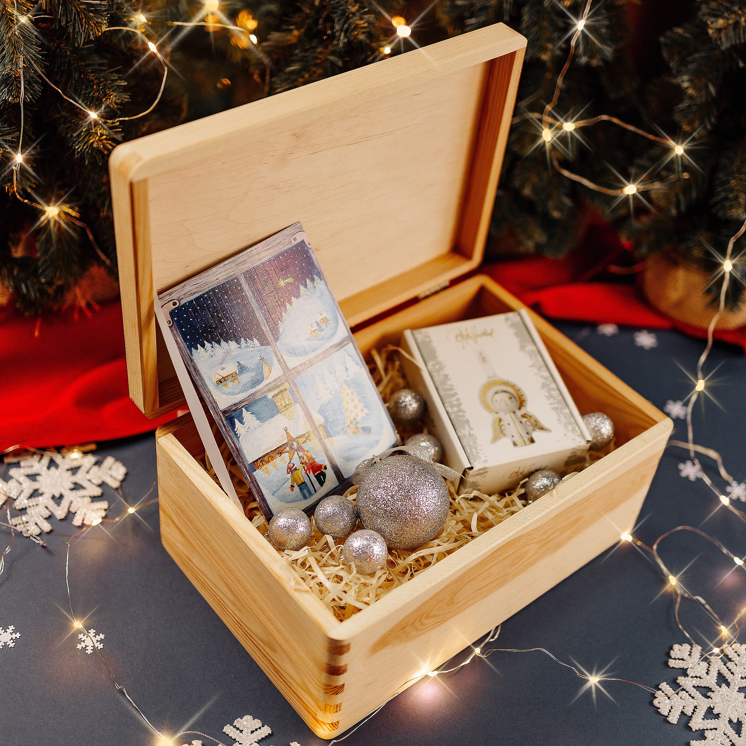 Creative Deco Sapin de Noël boîte en bois personnalisée 30x20x14