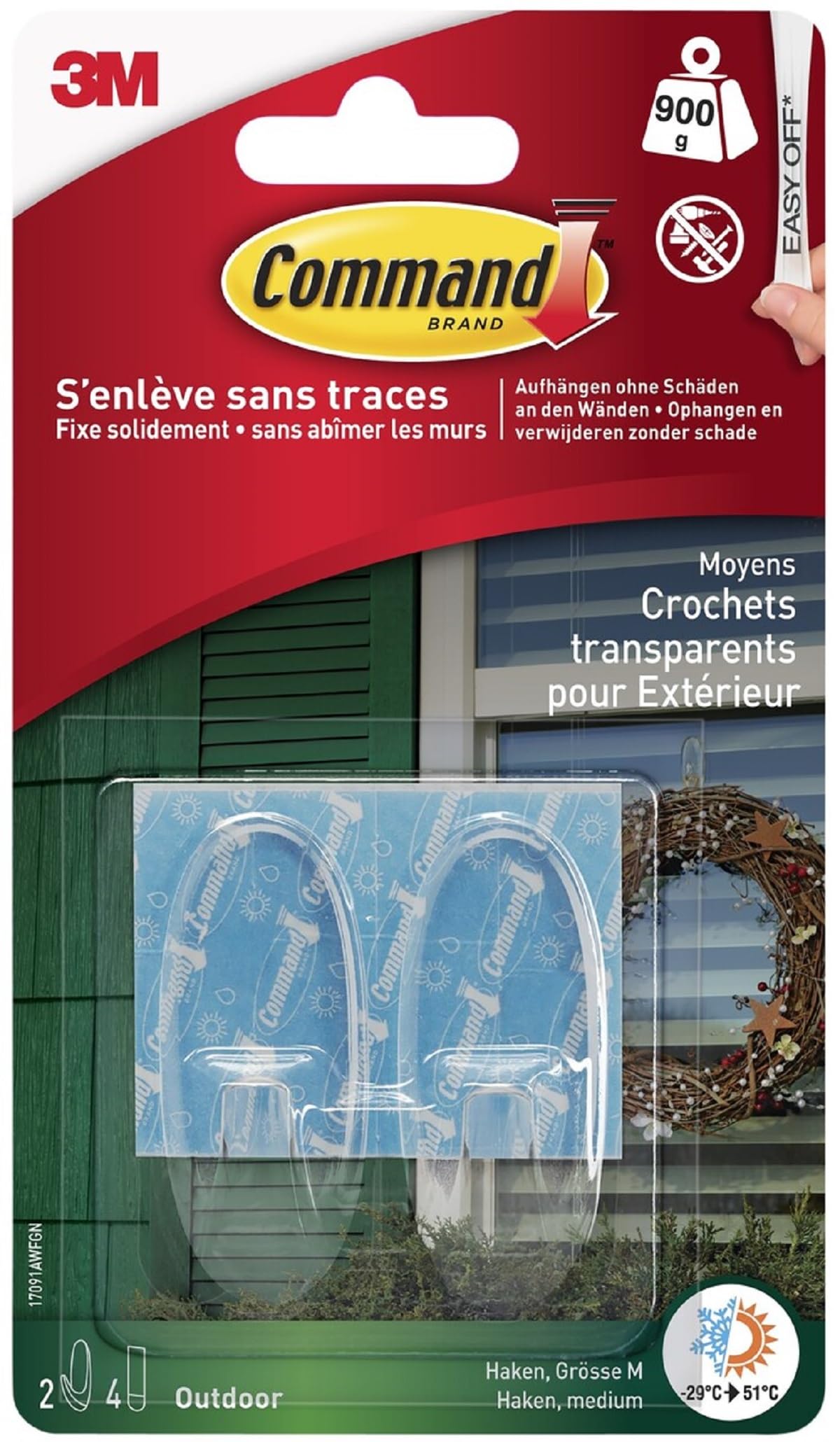 Command Extérieur crochet transparent moyen 900 g x2