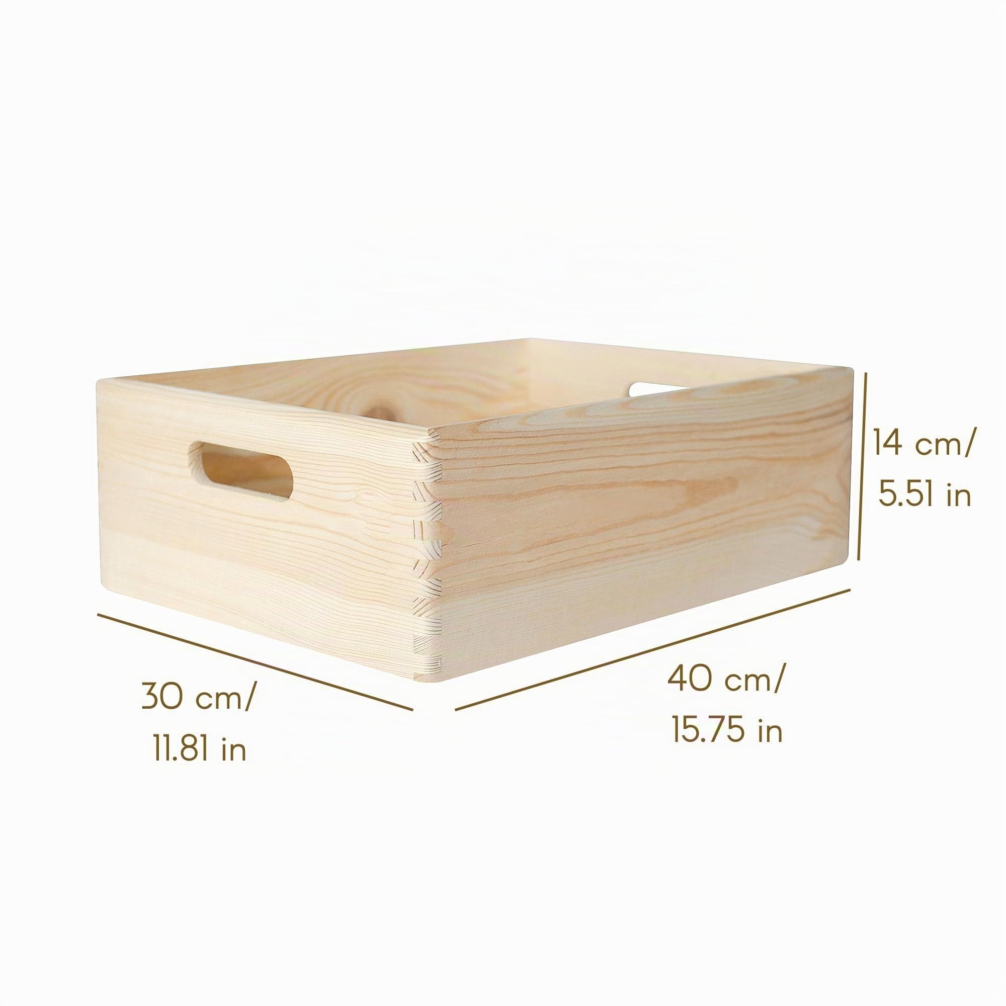 Creative Deco Caisse bois 40x30x14 cm poignées beige