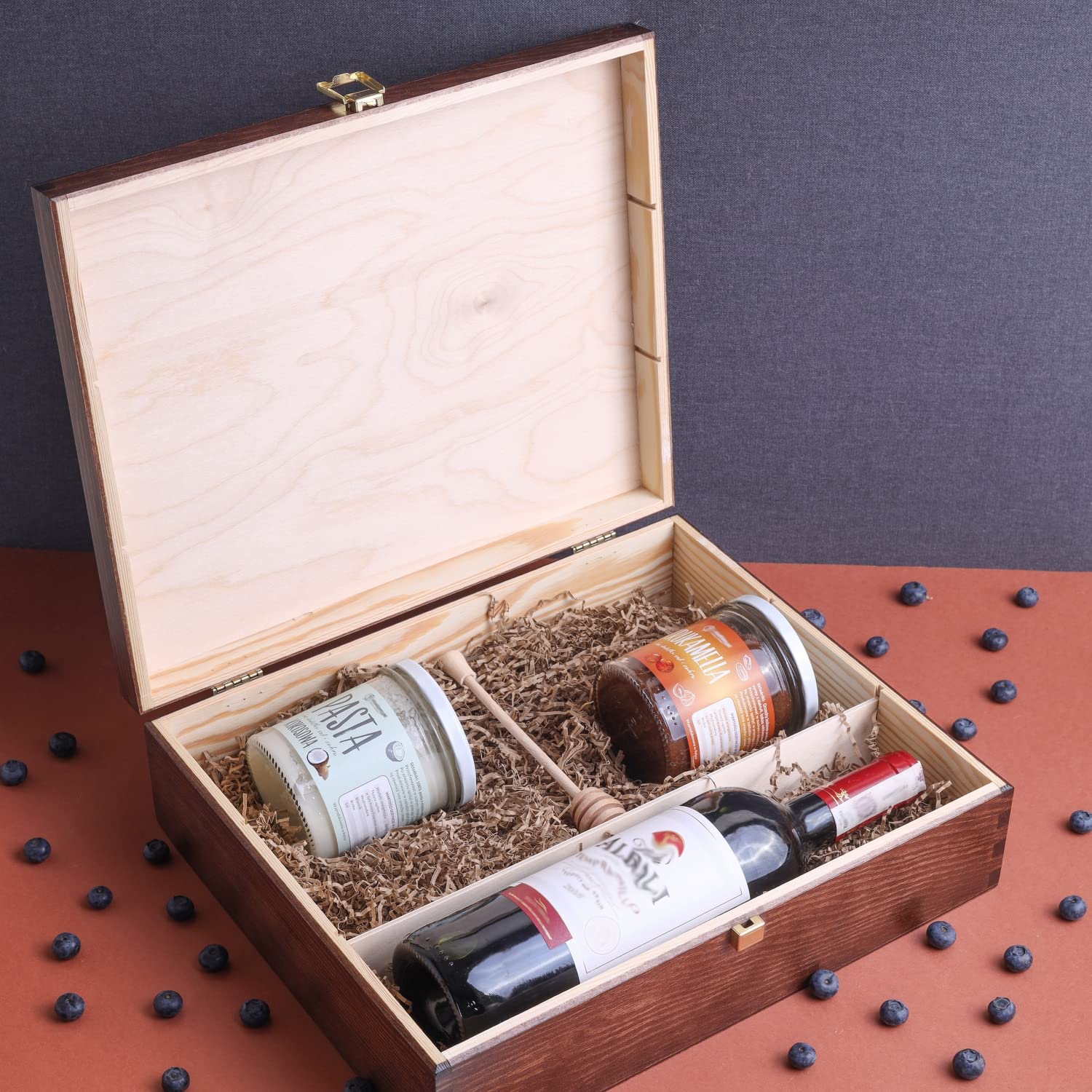 Creative Deco caisse à vin bois marron 3 bouteilles 35x30 cm