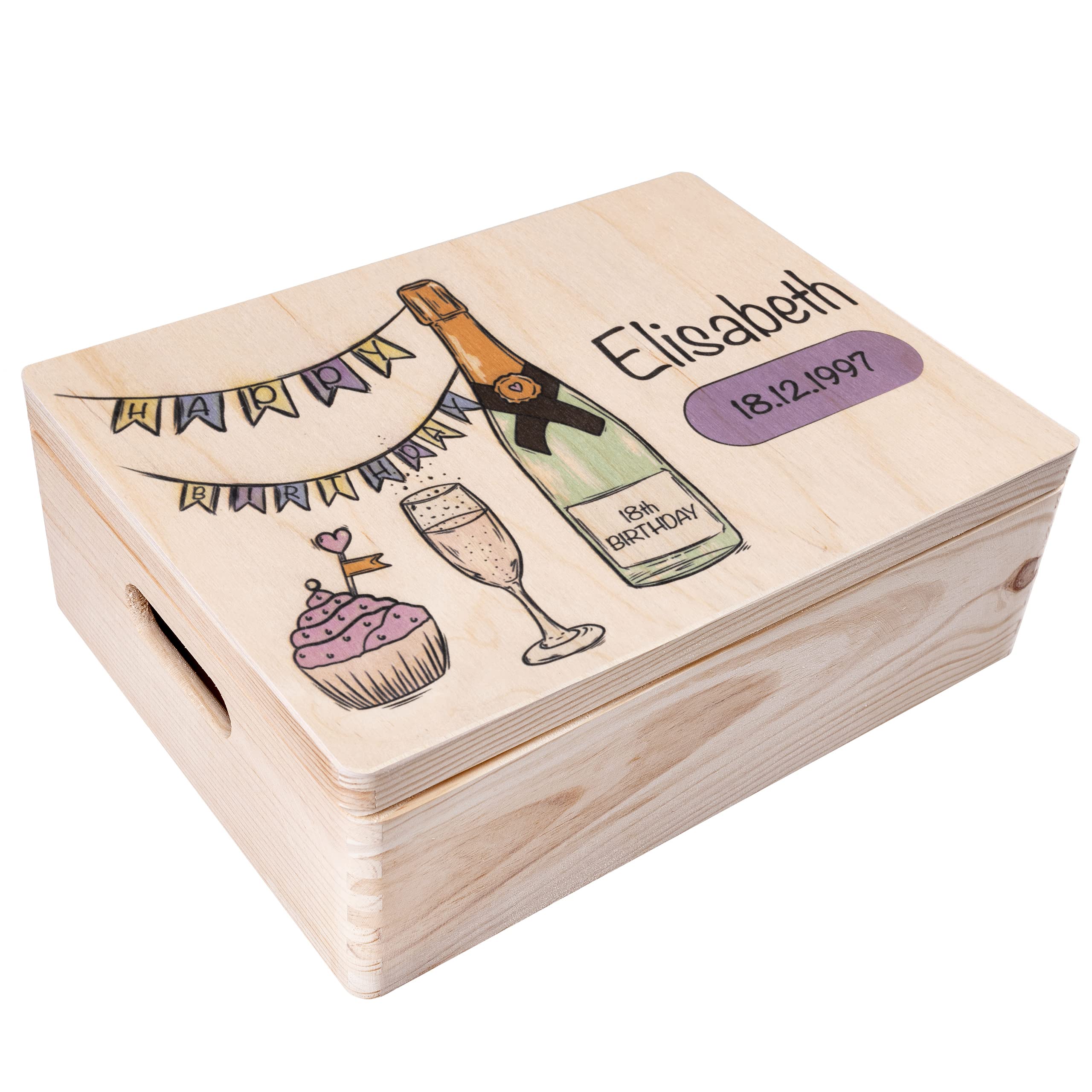 Creative Deco Boîte Anniversaire Texte 40x30x14 cm bois