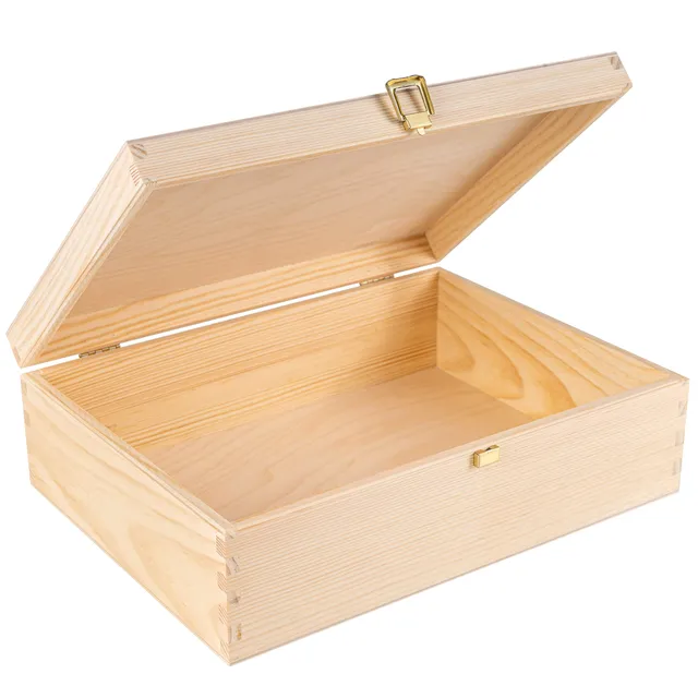 Creative Deco Boîte bois brut A4 33,8 cm avec serrure