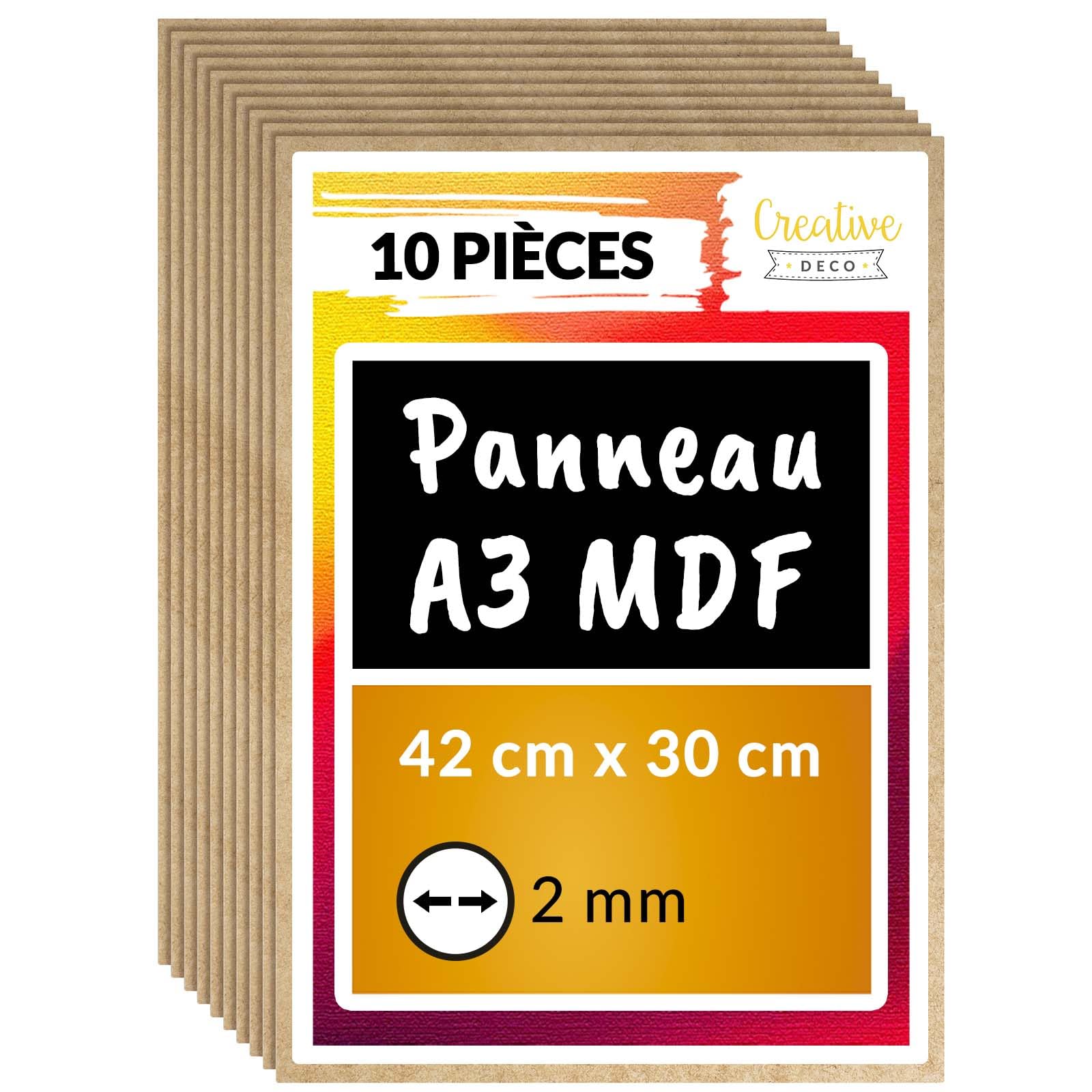 Creative Deco MDF panneau A3 420x300x2mm lot de 10