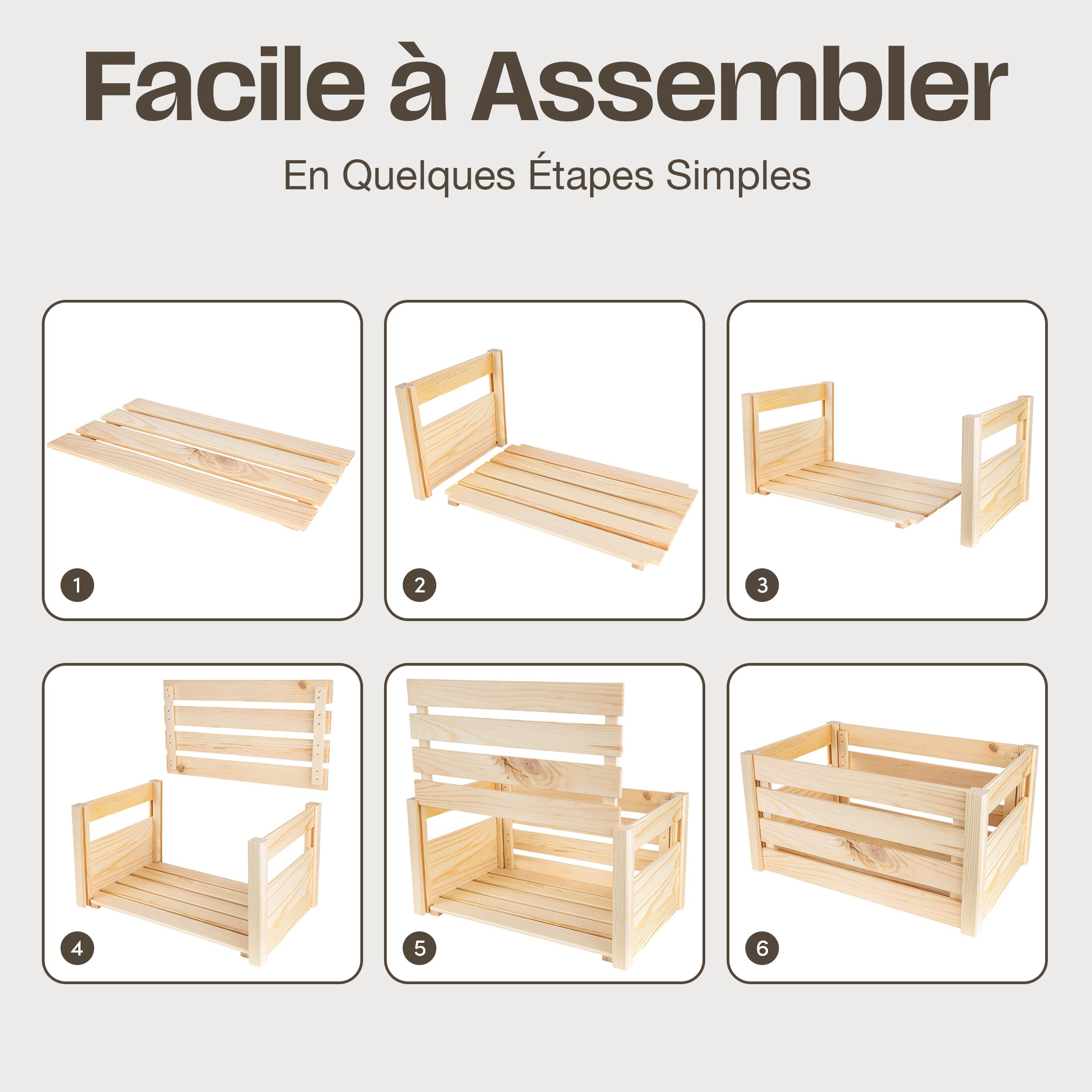 Creative Deco Caisse pliante bois ajourée 46x29,5x23,5 cm