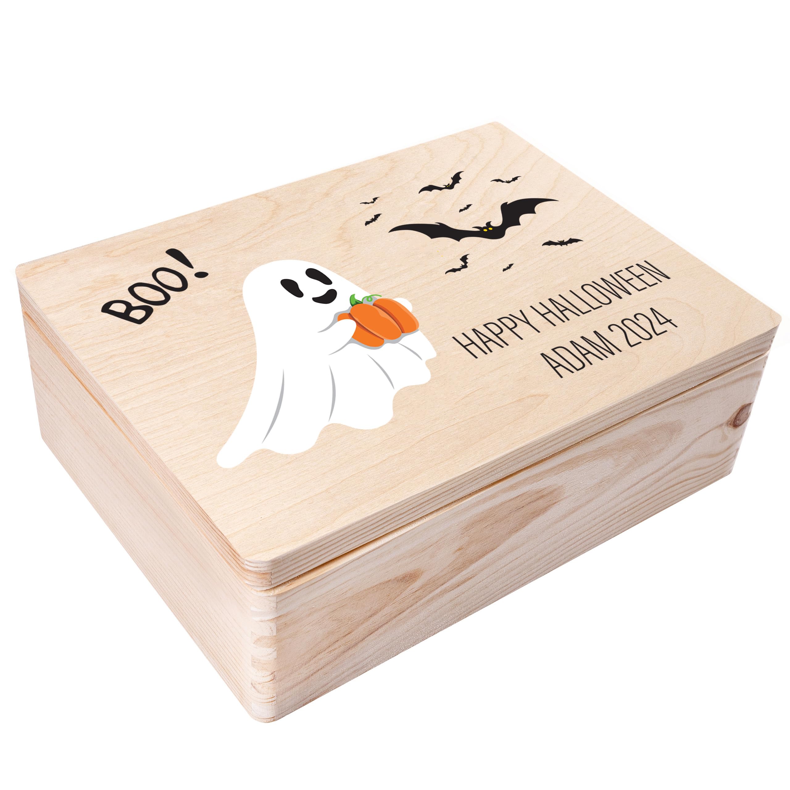 Creative Deco Boîte en bois citrouille 30x20x14 Halloween