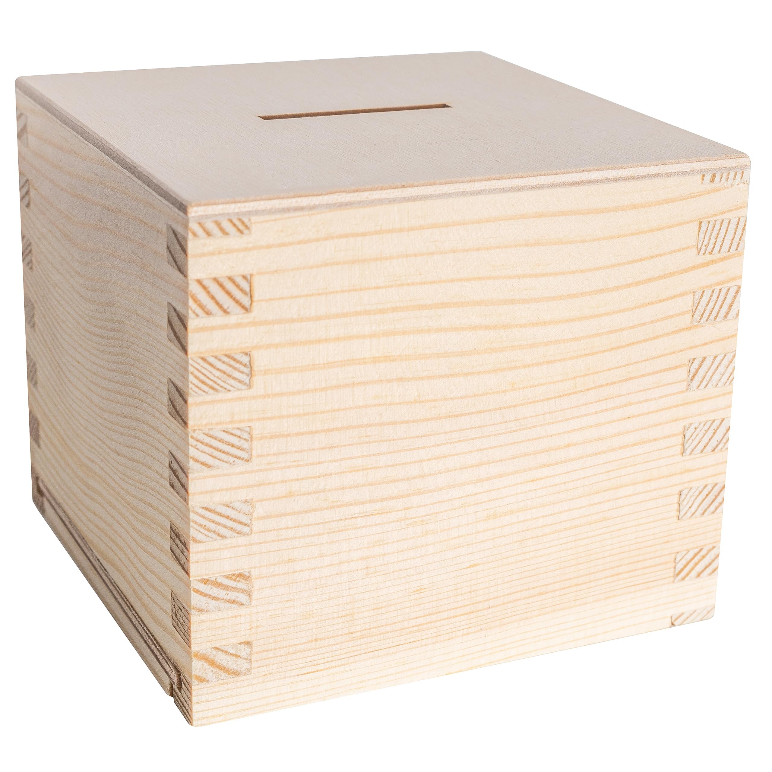Creative Deco tirelire bois pin naturel 9,5x9,5 cm à décorer