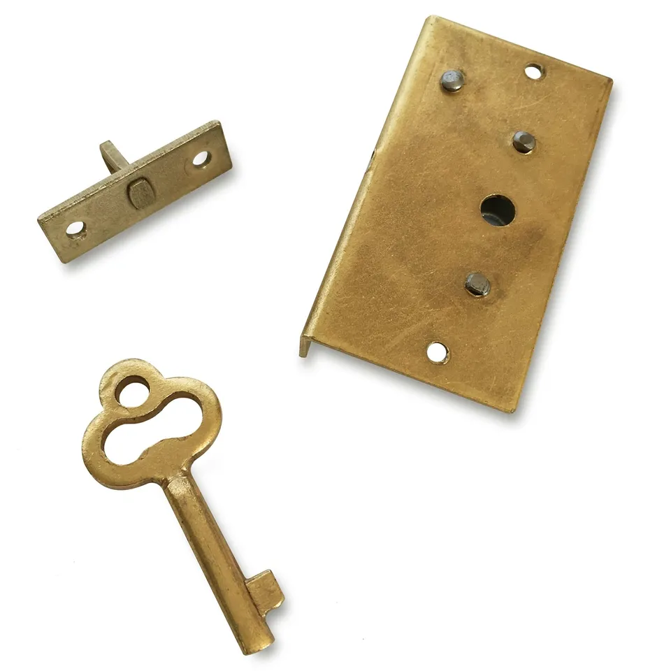 Creative Deco Serrure Dorée 40x22 mm avec Clé pour Boîte Bois