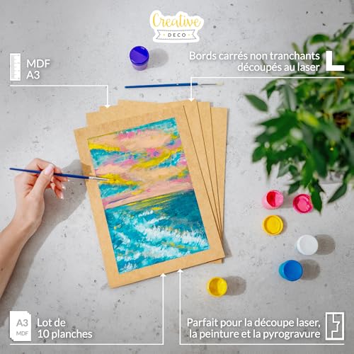 Creative Deco MDF panneau A3 420x300x2mm lot de 10