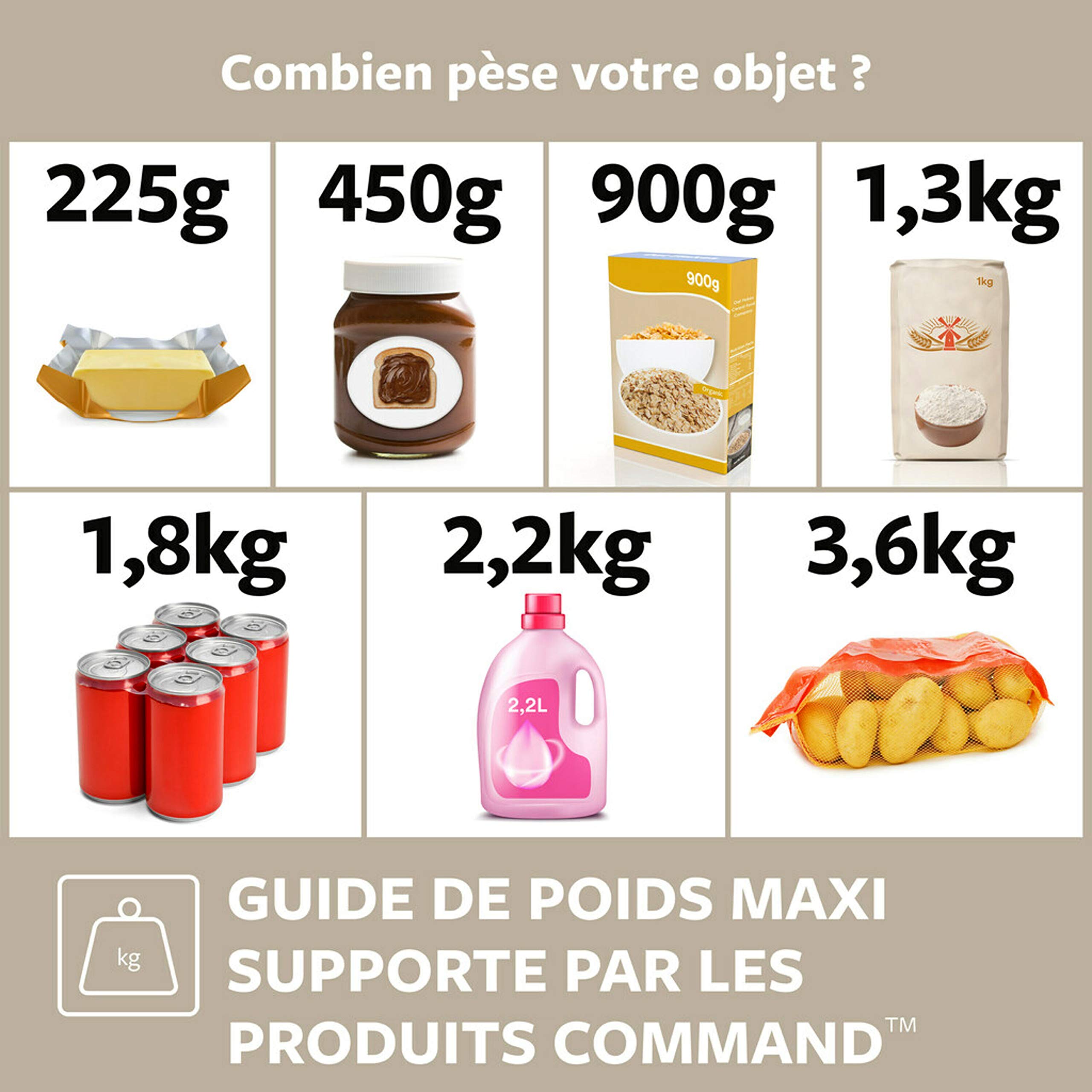Command Barrette Porte-Clés Blanc 900 g + 6 languettes
