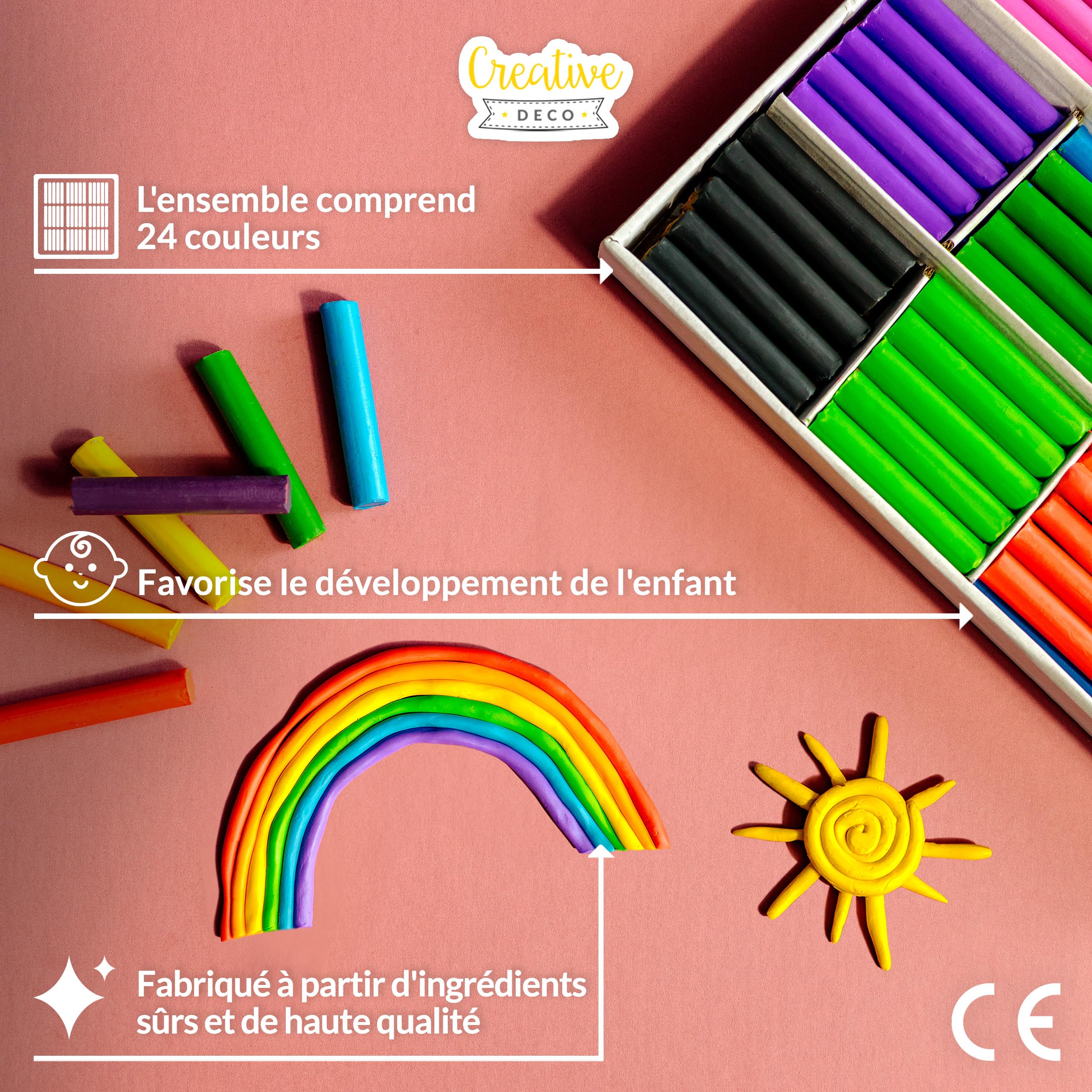 Creative Deco Modelling clays pâte à modeler 24 couleurs lot 120