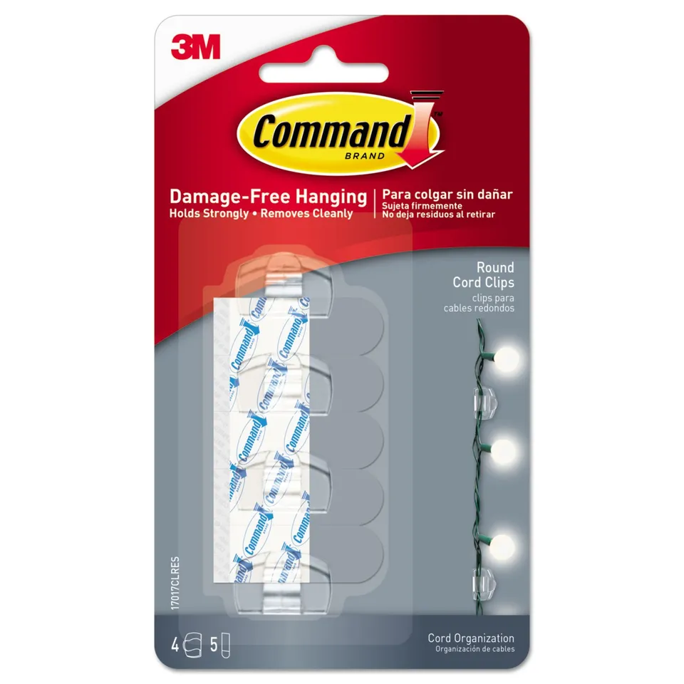 Command Organisation Fils Clips Cordon Ronds Transparents x4