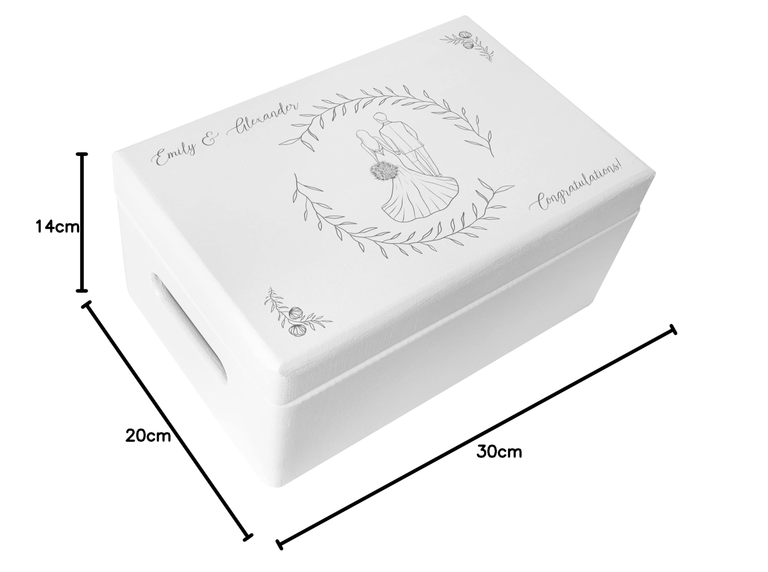 Creative Deco Boîte Bois Mariage Personnalisée Couple 30 cm