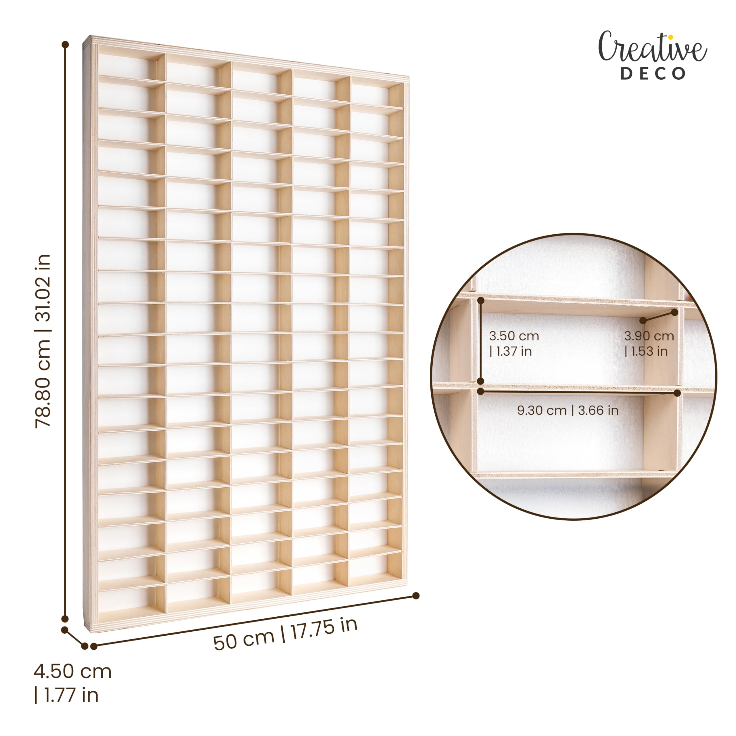 Creative Deco Étagère Collection Bois 90 Cases 78,8 cm