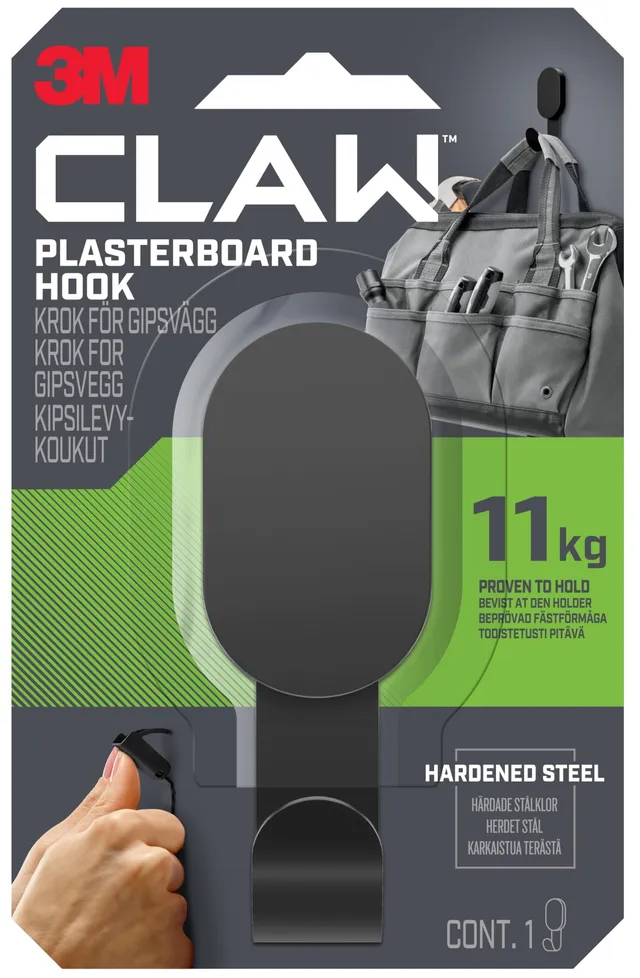 Command 3M CLAW Crochet Placo Noir 11 kg 3DH25BLK-UKN