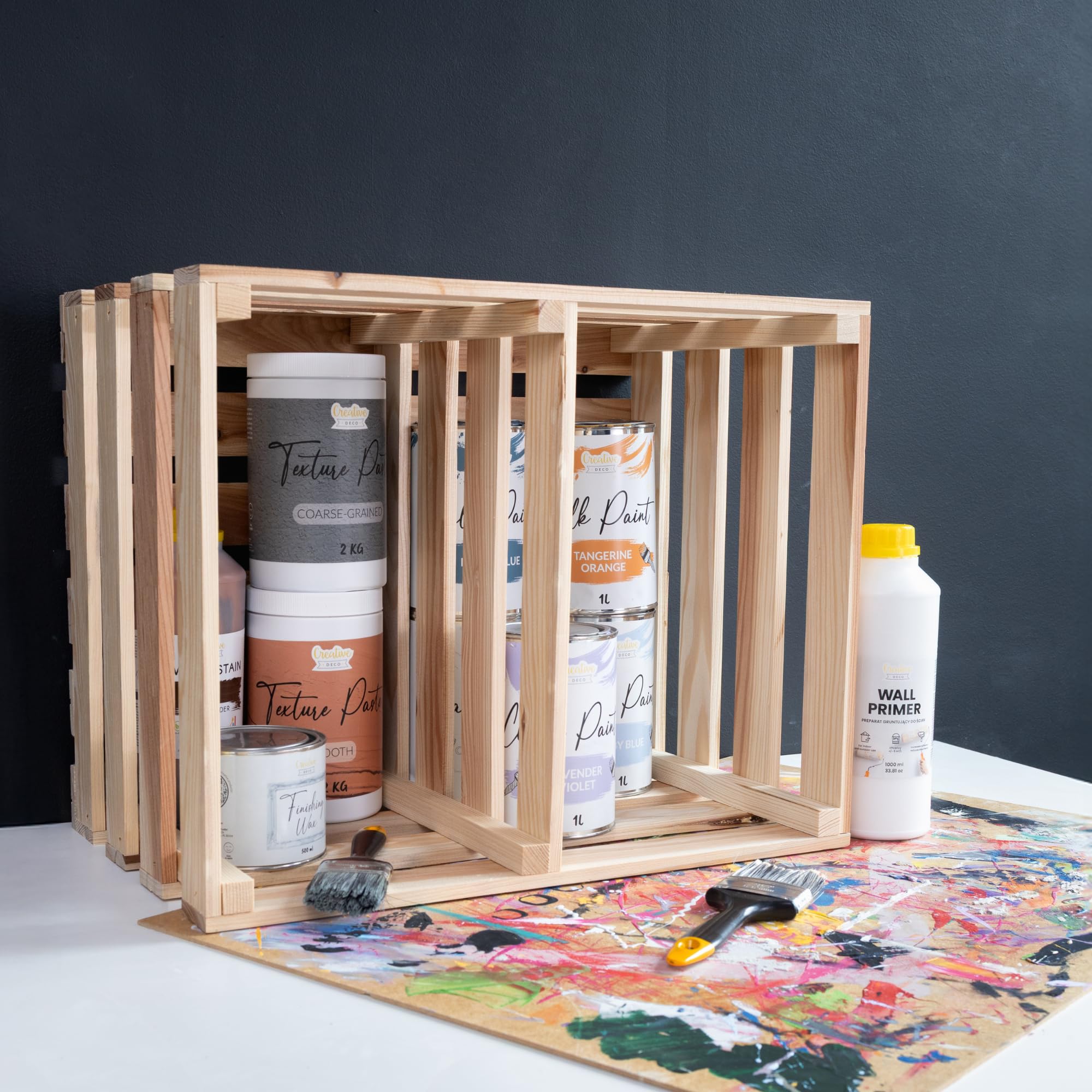 Creative Deco Caisse bois naturel étagère 50x40x30 cm beige