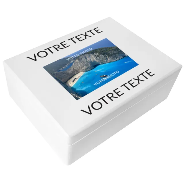 Creative Deco Boîte Bois Photo Blanc 40x30x14cm
