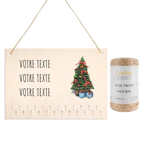 Creative Deco Sapin calendrier avent bois personnalisé A4
