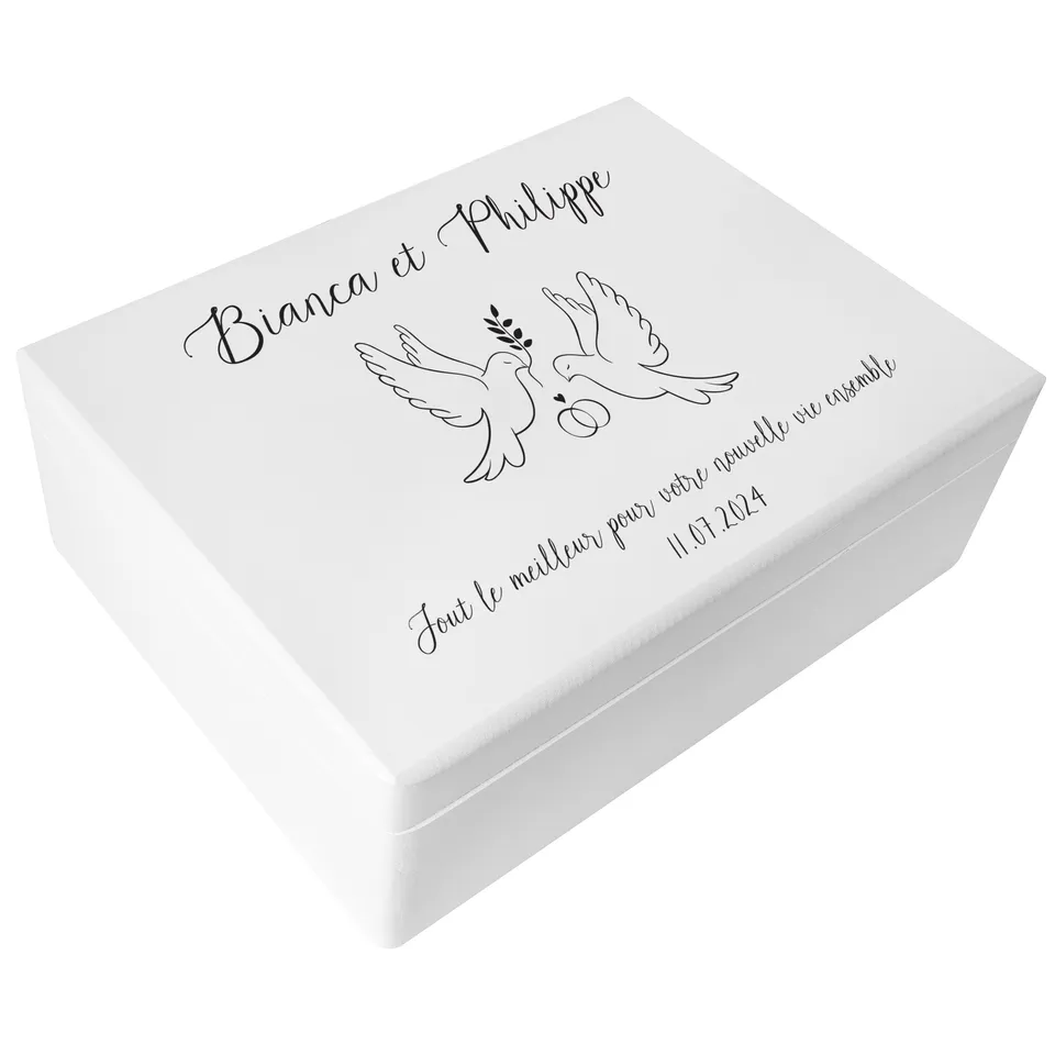 Creative Deco Mariage Colombe boîte souvenirs 40x30 cm