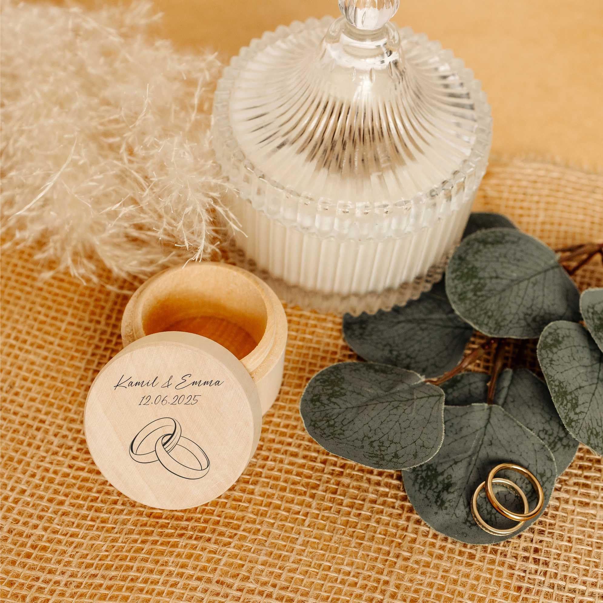 Creative Deco Boîte Bois Mariage Personnalisée 5,5 cm