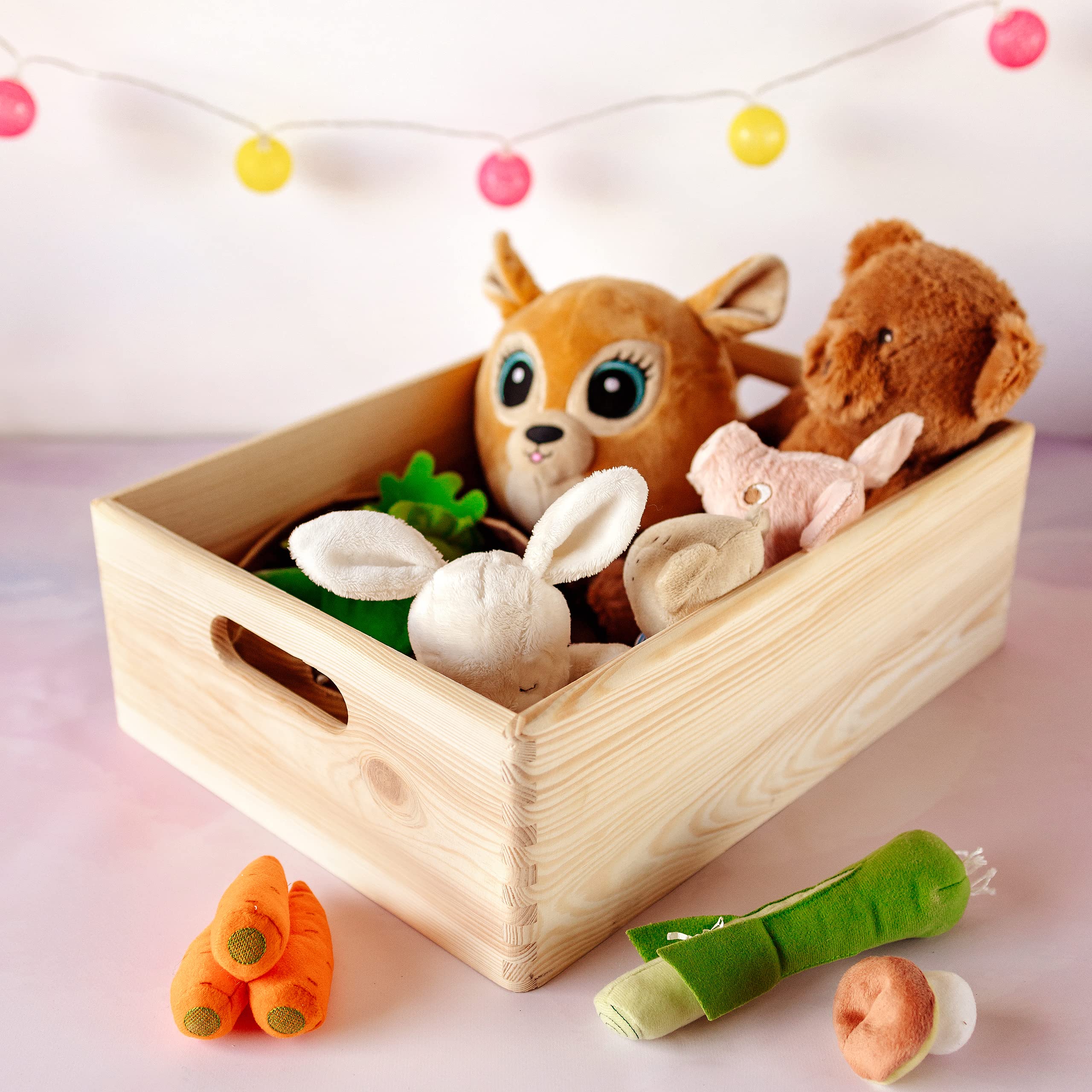 Creative Deco Caisse bois 40x30x14 cm poignées beige