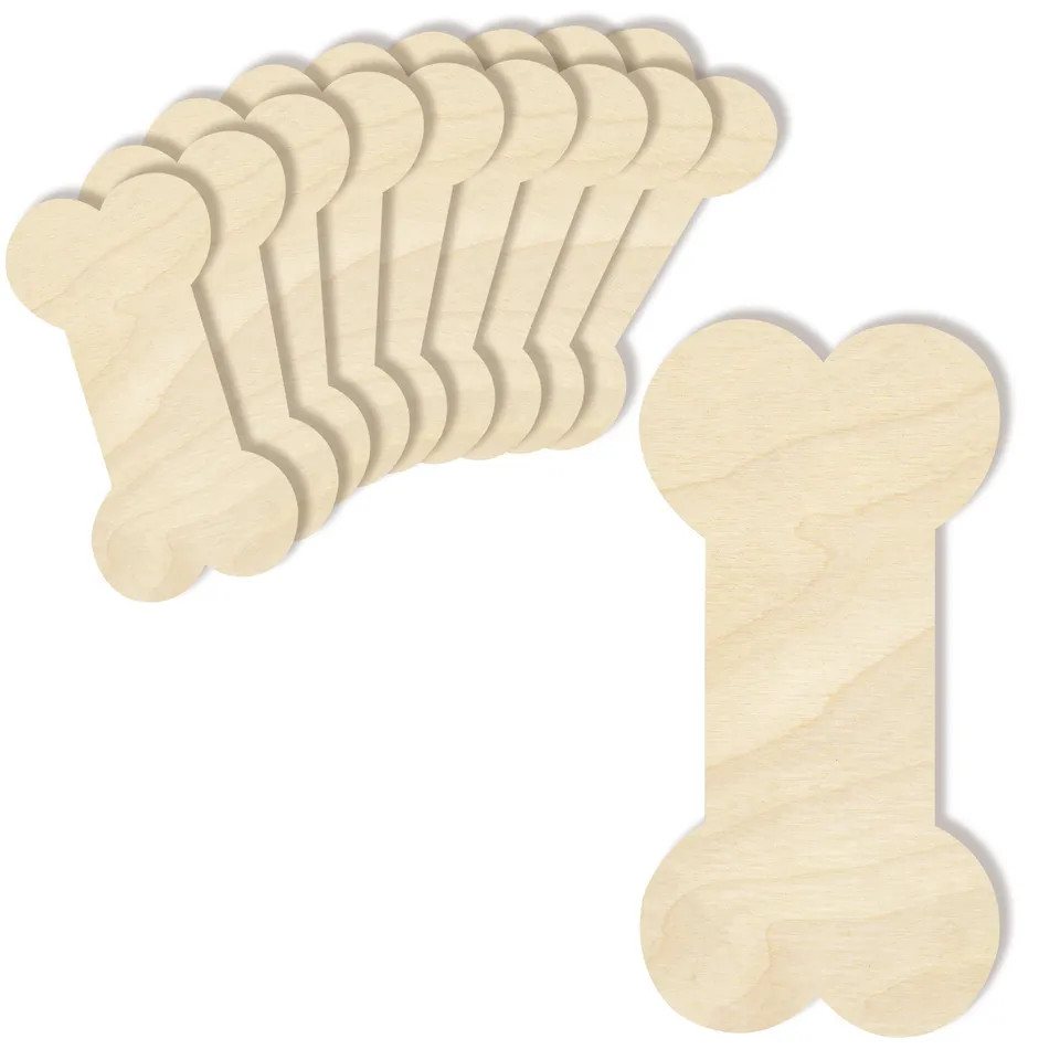 Creative Deco Formes Os Chien Bois 15x7,5 cm Lot 10