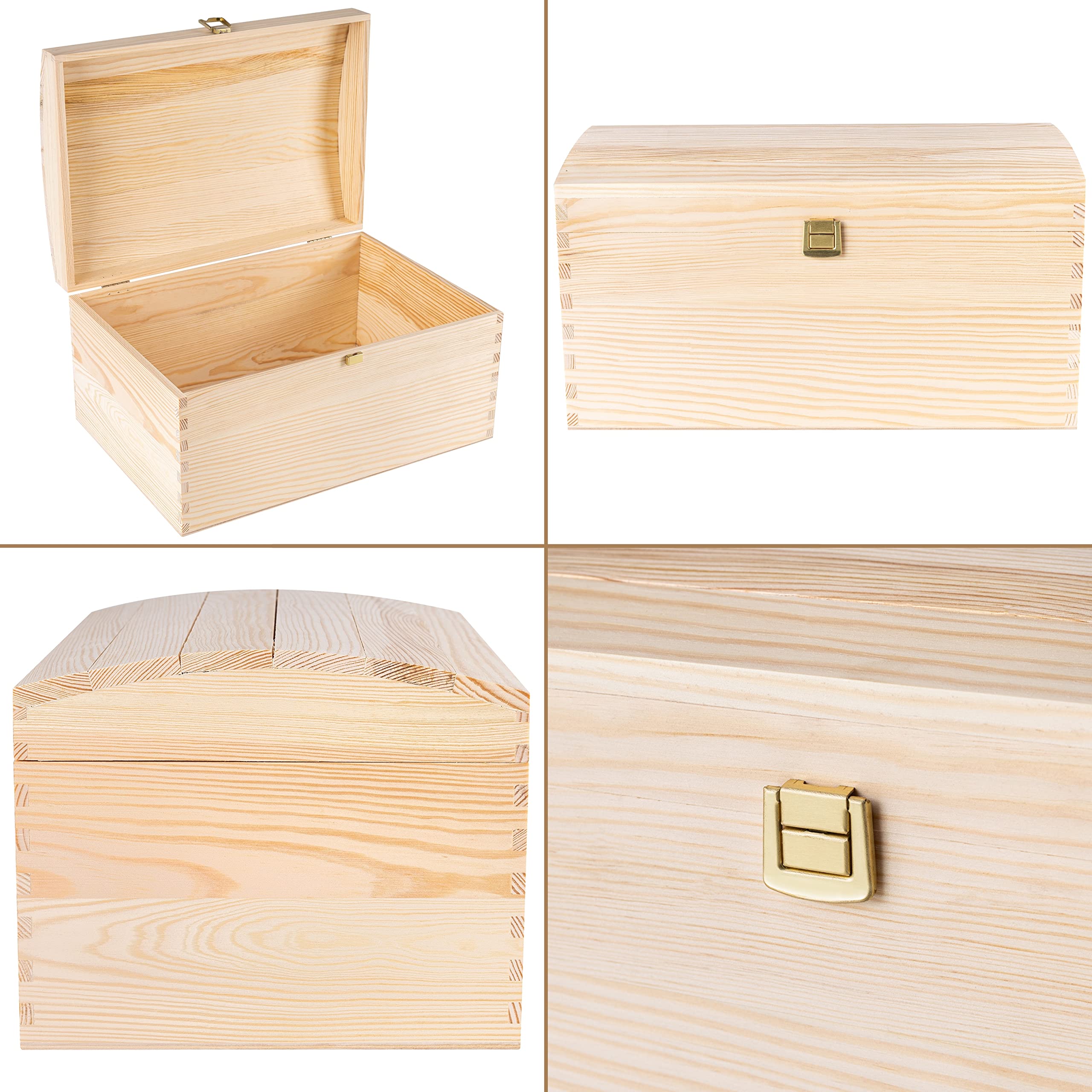 Creative Deco Wood coffre bois brut 34,5x25x19,2 cm