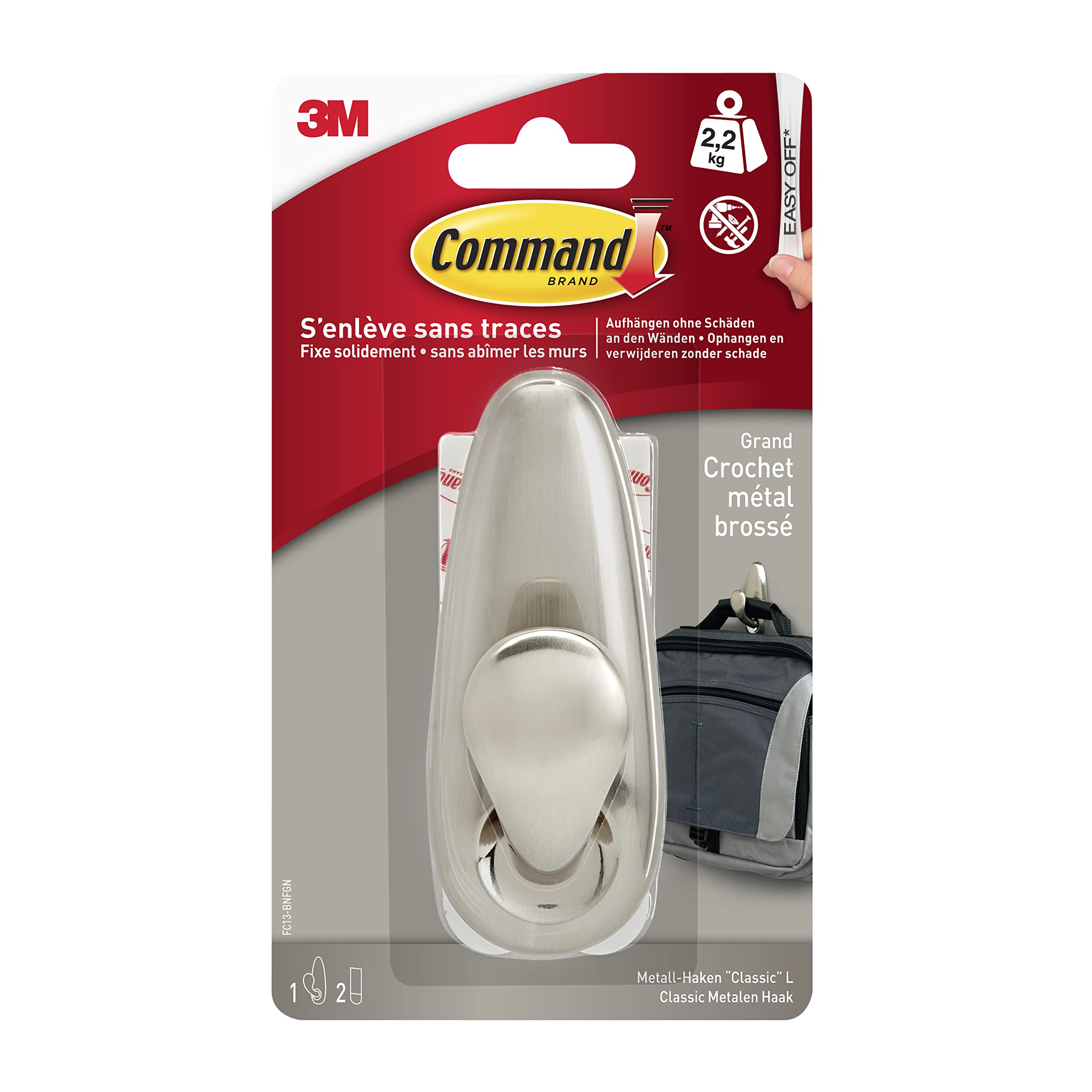 Command Crochets Grand crochet nickel brossé Large 2,2kg