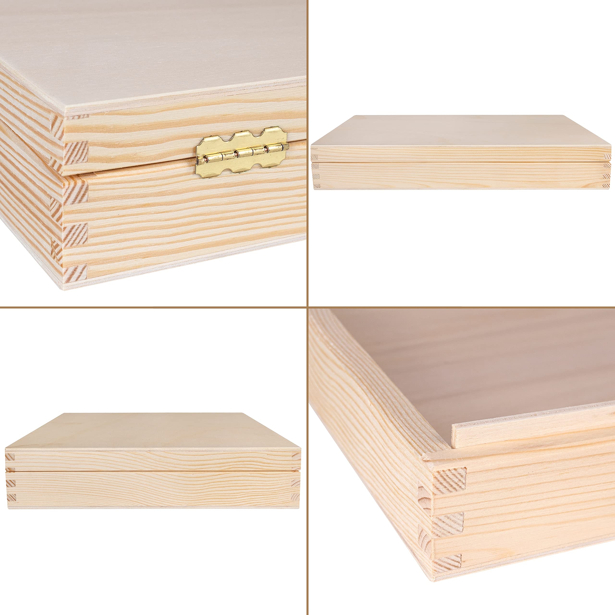 Creative Deco Wood boîte bois beige A4 34x25,3x5,3 cm