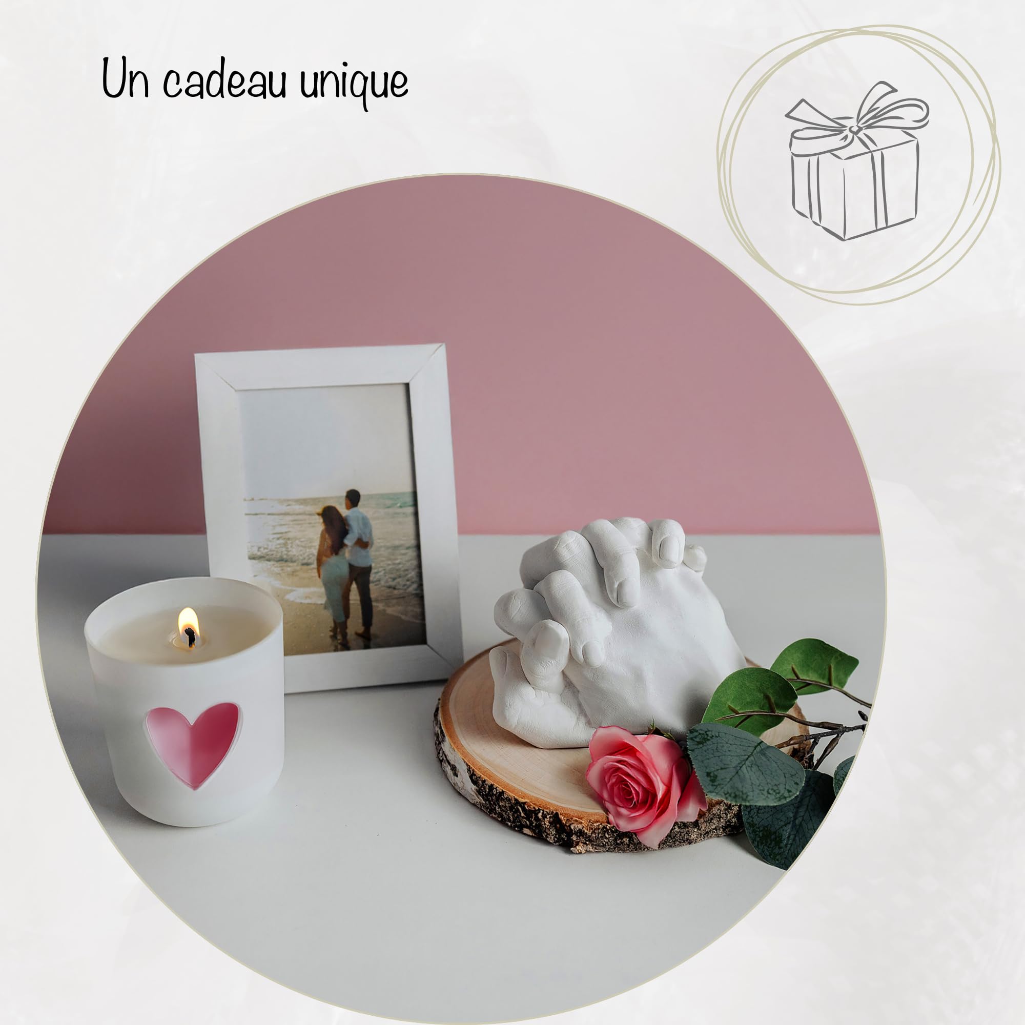 Creative Deco kit moulage main 3D plâtre empreinte couple