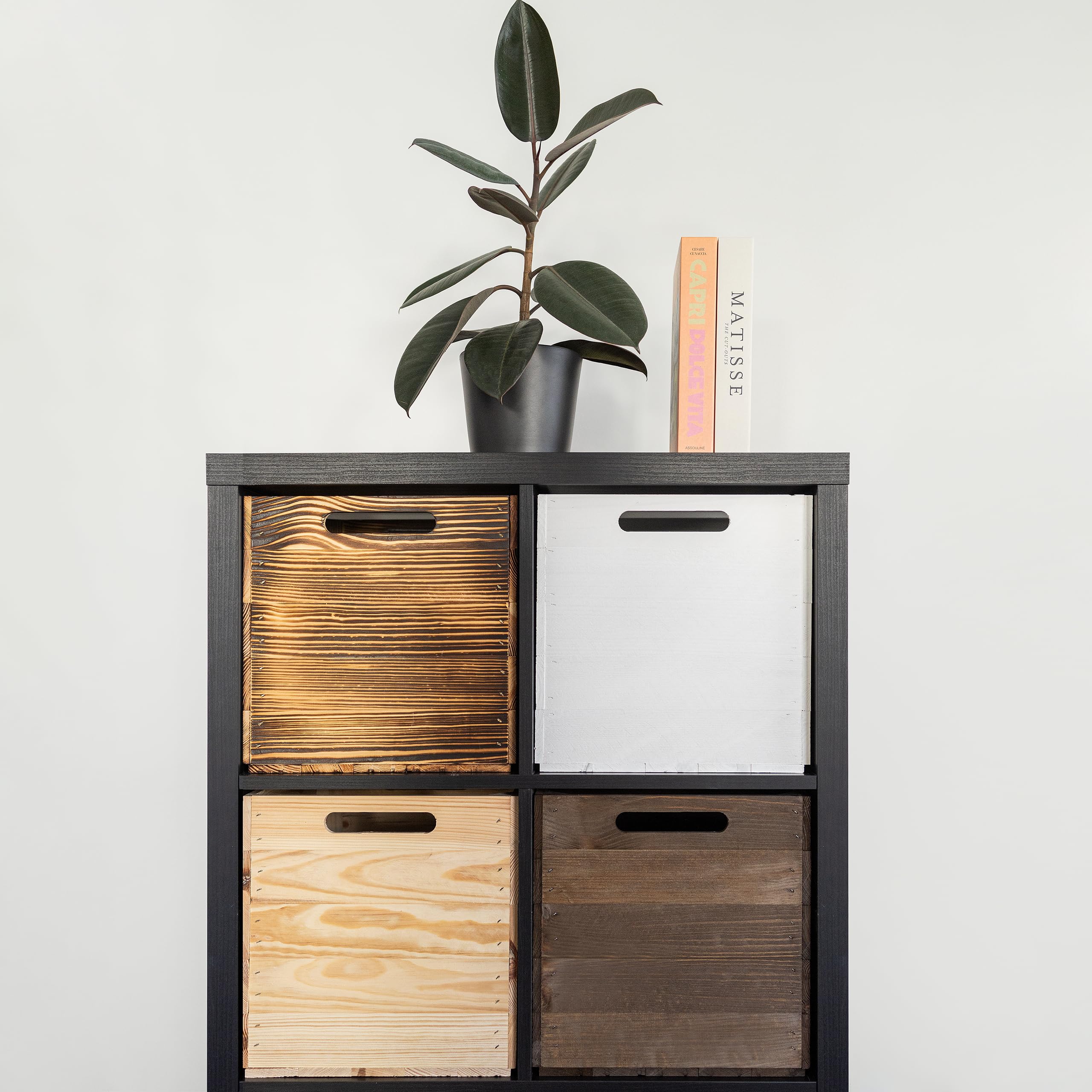 Creative Deco Wood Caisse bois flammé Kallax 33x37x33 cm