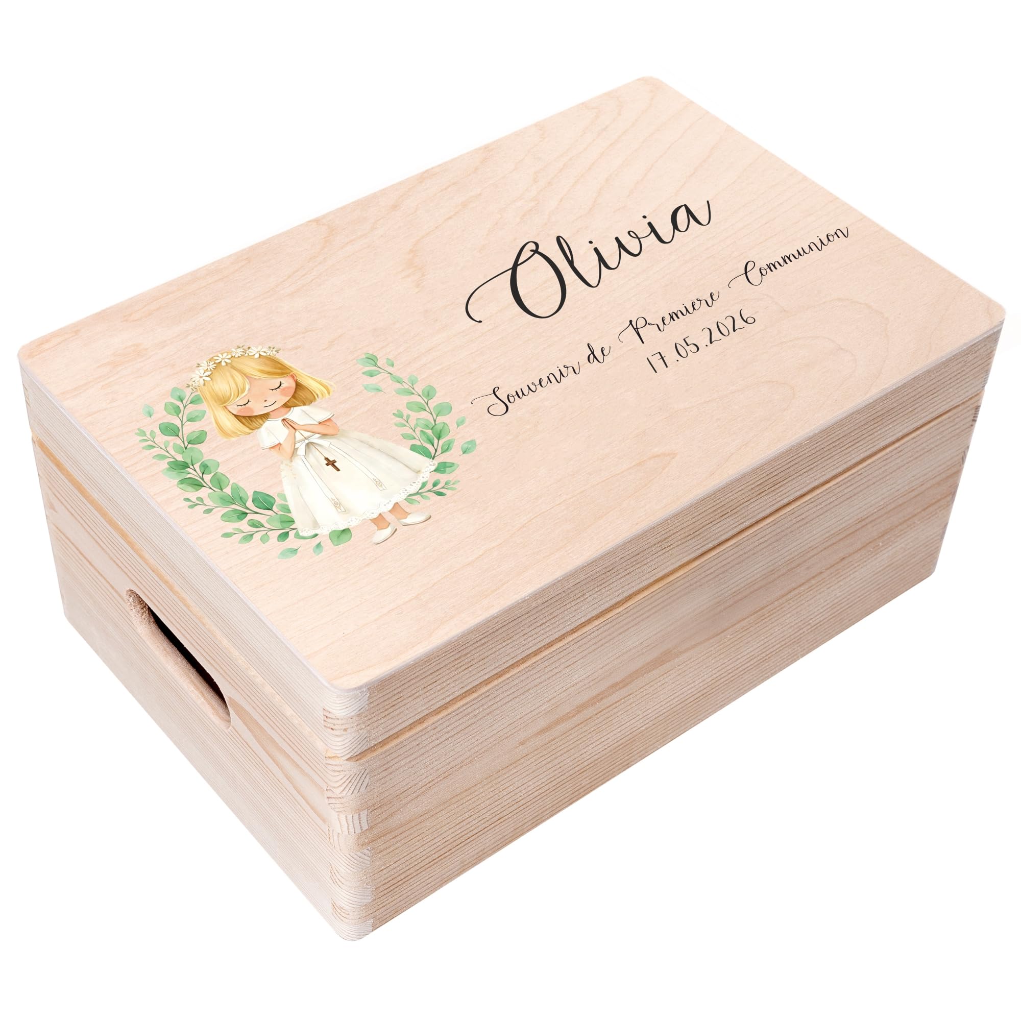 Creative Deco Boîte souvenirs communion Calice et Colombe 40x30x14 cm