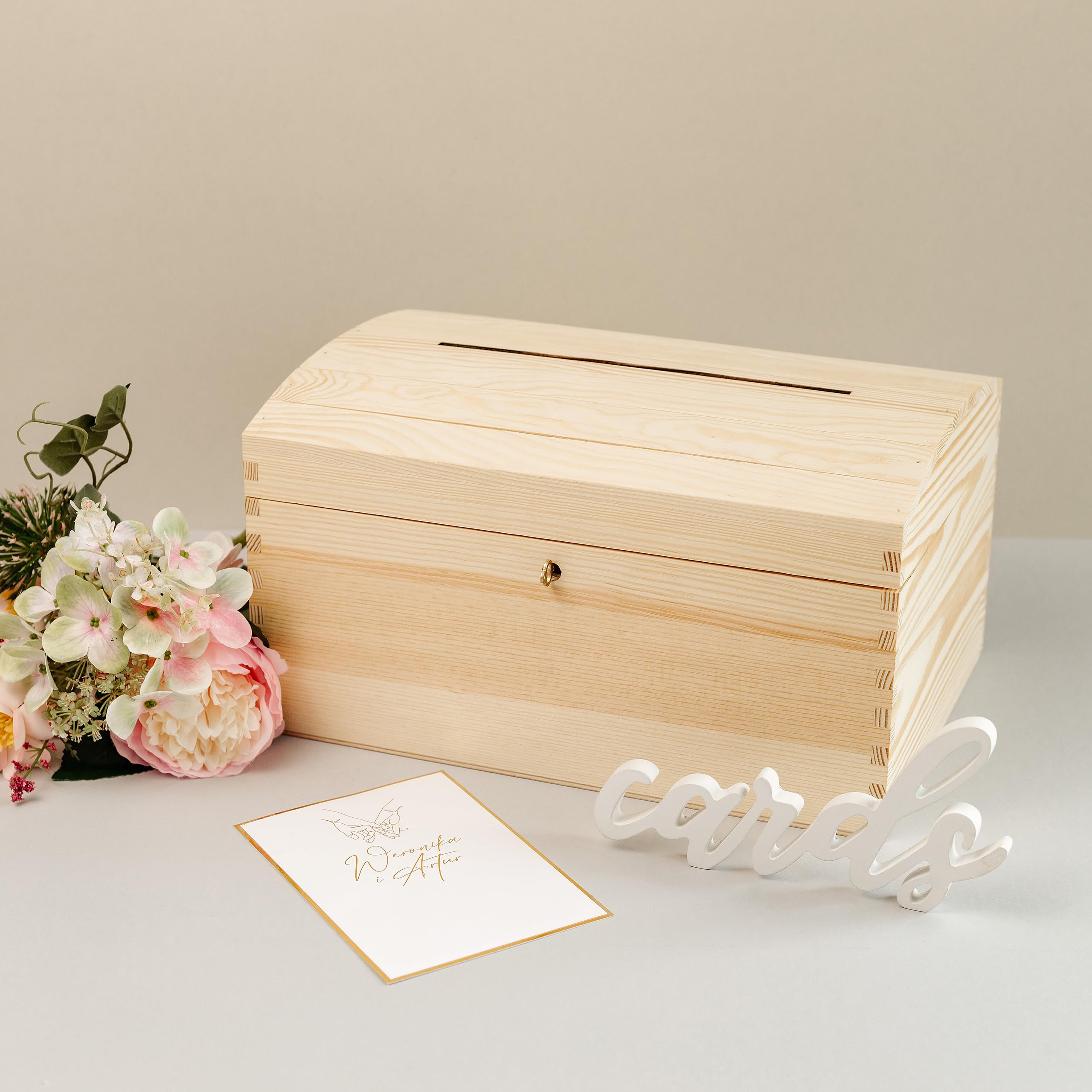 Creative Deco Wood products boîte enveloppes 34,5 cm bois serrure