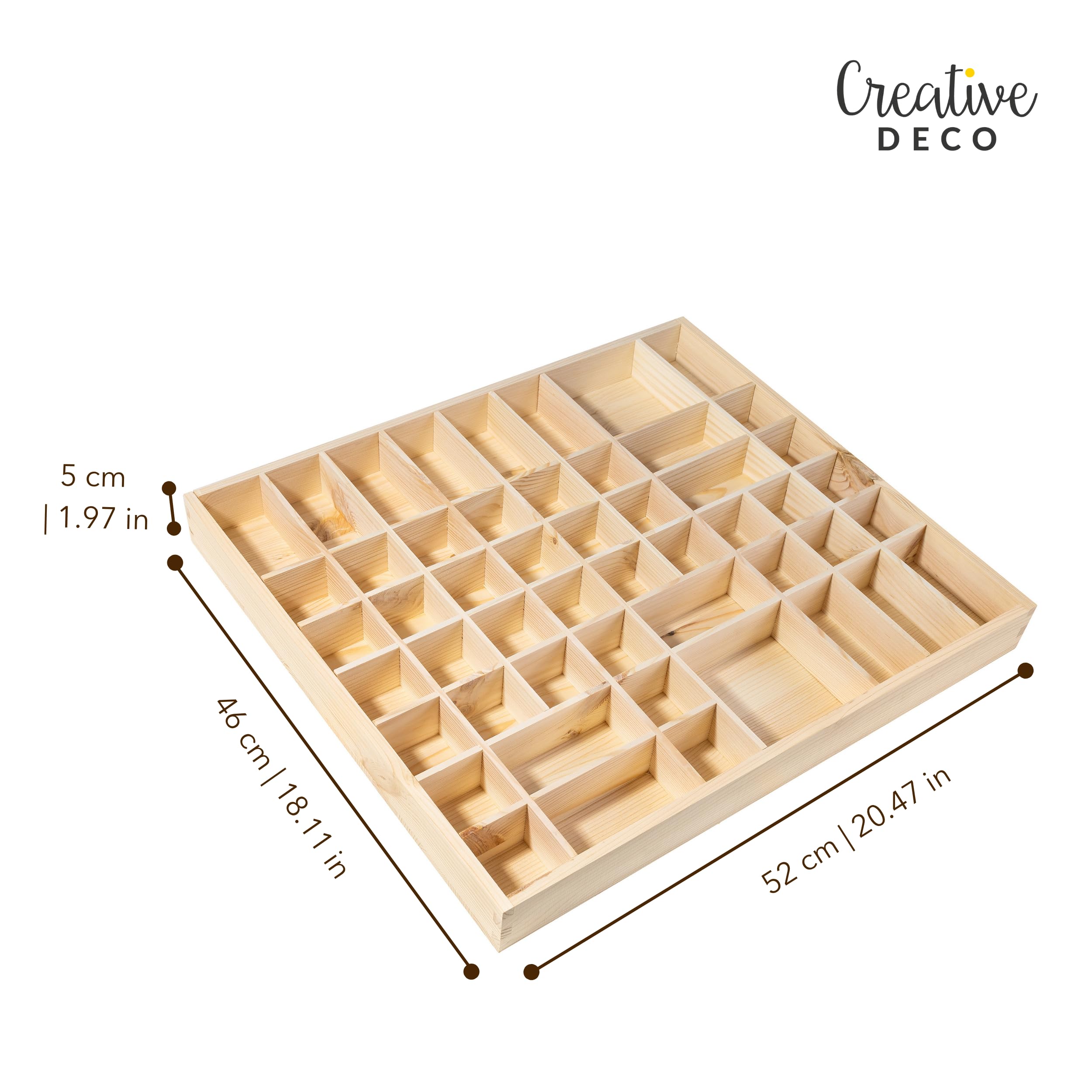 Creative Deco Vitrine murale bois 52 cm 51 cases beige