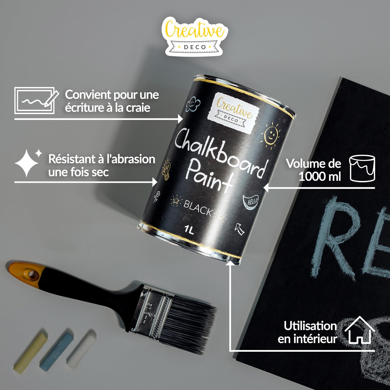 Creative Deco Peinture Ardoise Tableau Noir 1 L mat