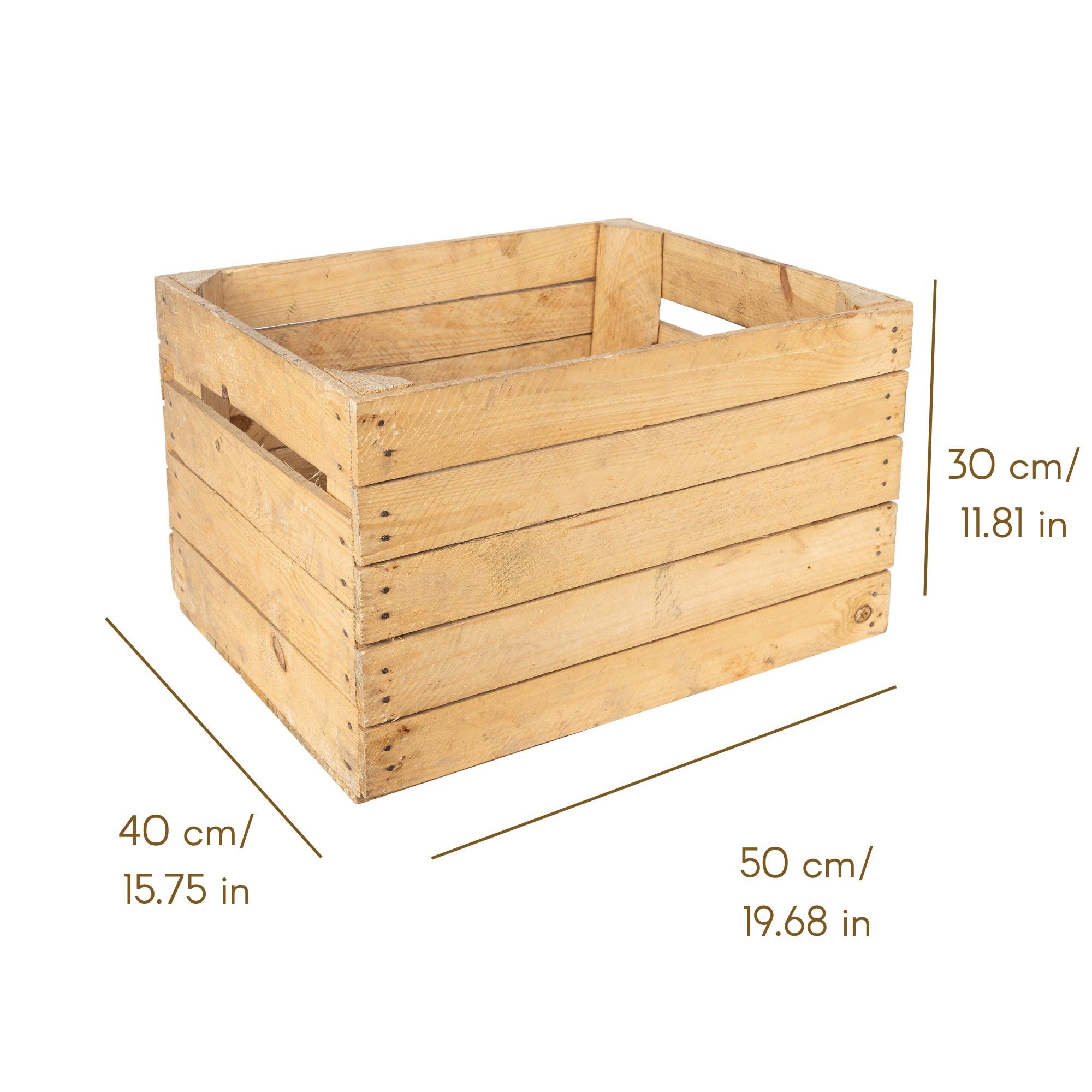 Creative Deco Home and Garden caisse en bois vintage 50x40x30 cm