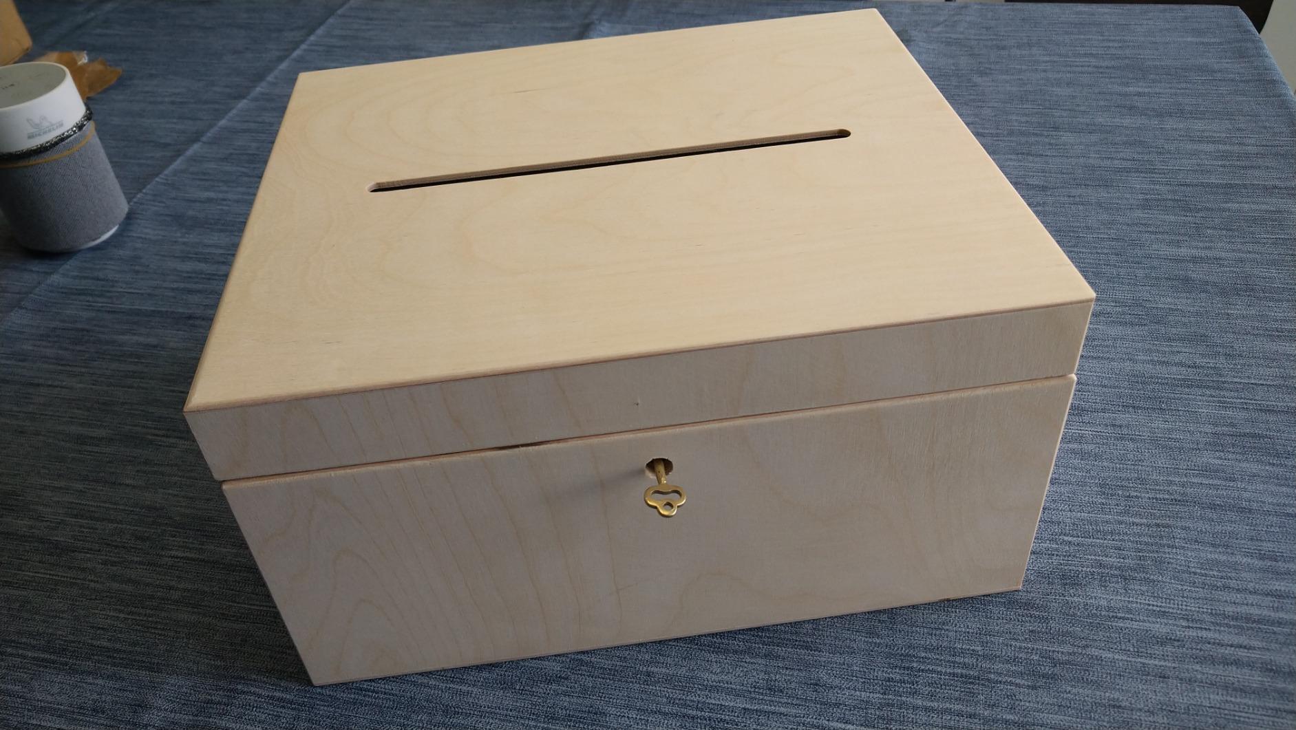 Creative Deco Urne bois 29x25x15 cm couvercle clé naturel