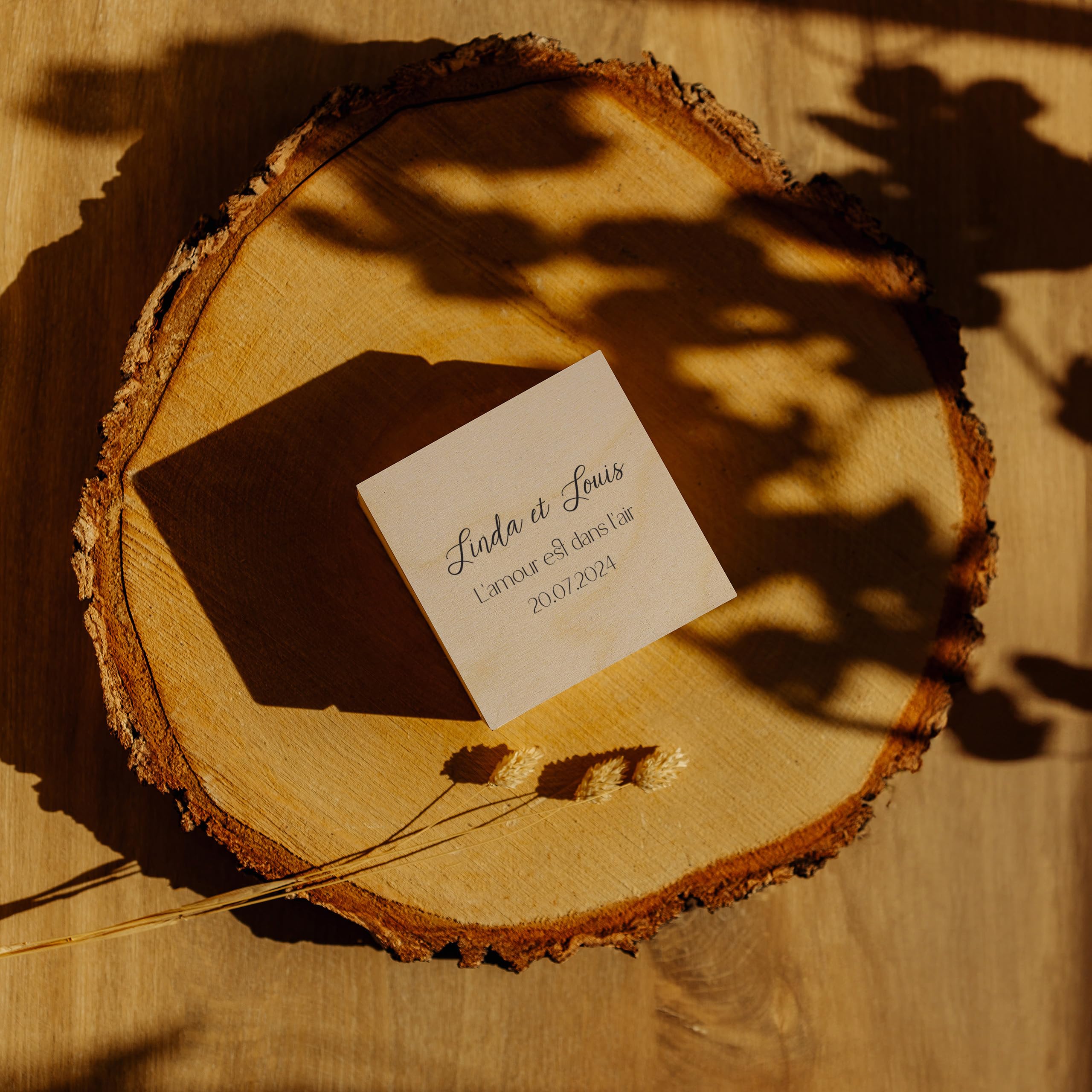 Creative Deco Texte souhaité boîte bois 10x10 cm beige personnalisée