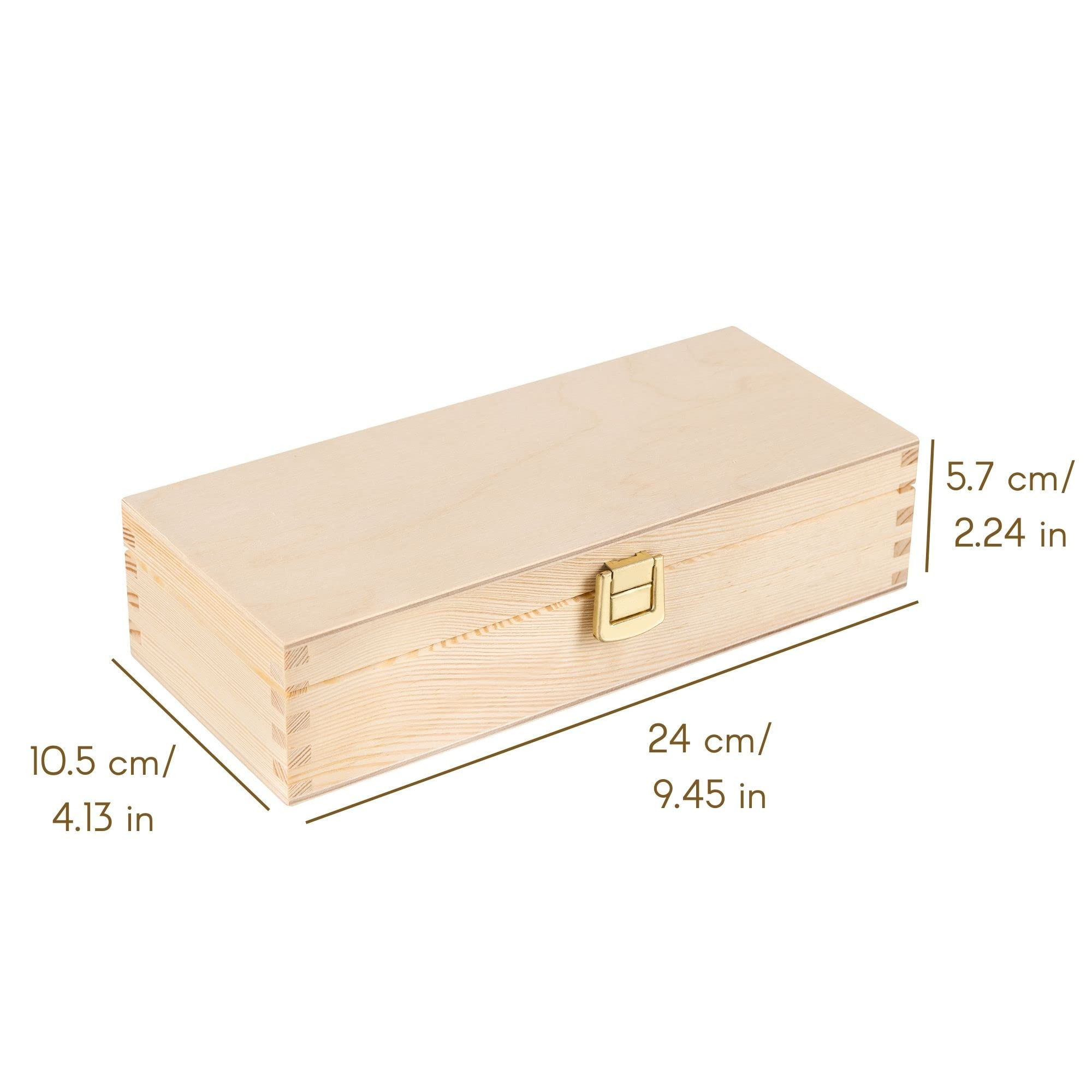 Creative Deco Boîte bois brut 24 cm avec fermoir à décorer