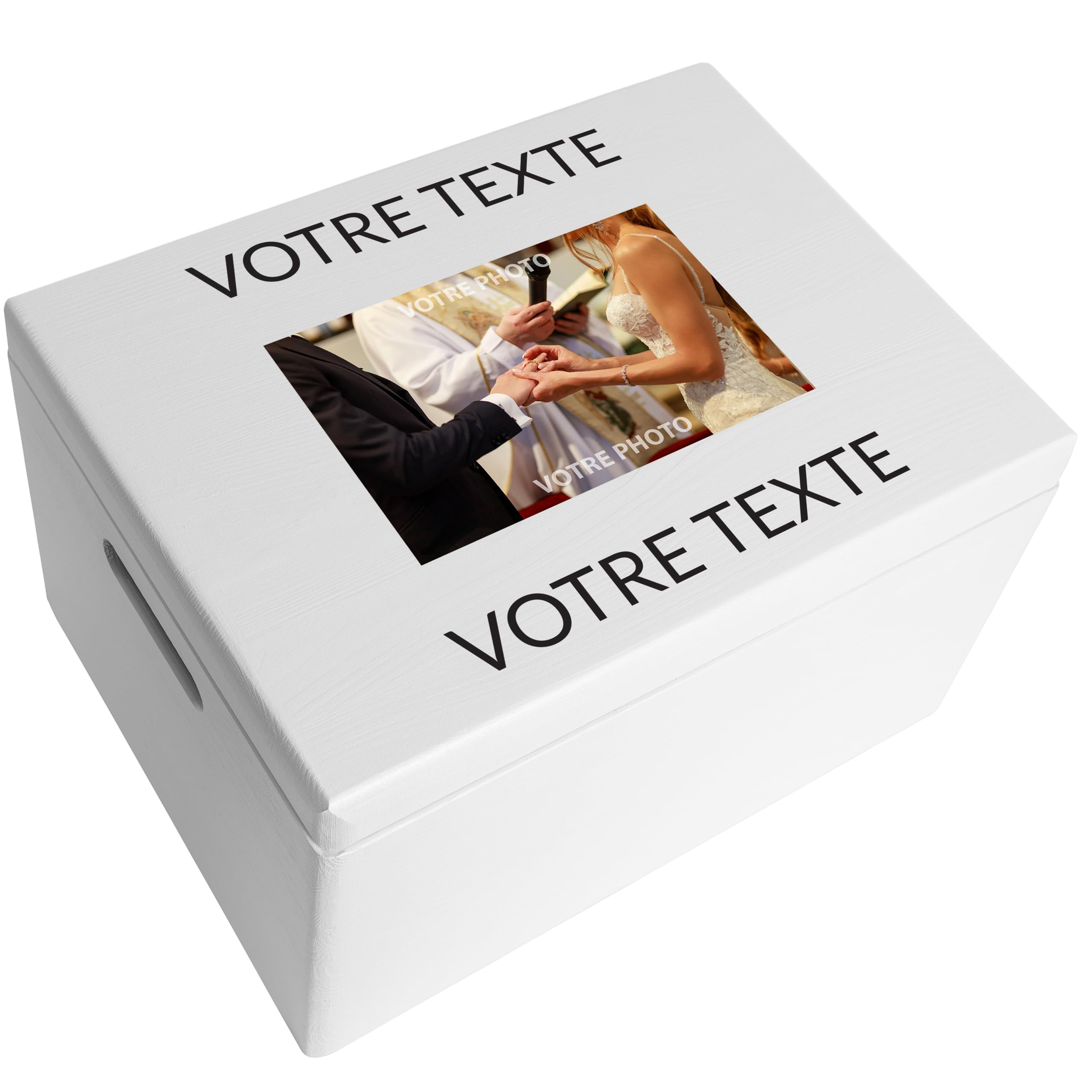 Creative Deco boîte bois communion blanche 40x30 cm