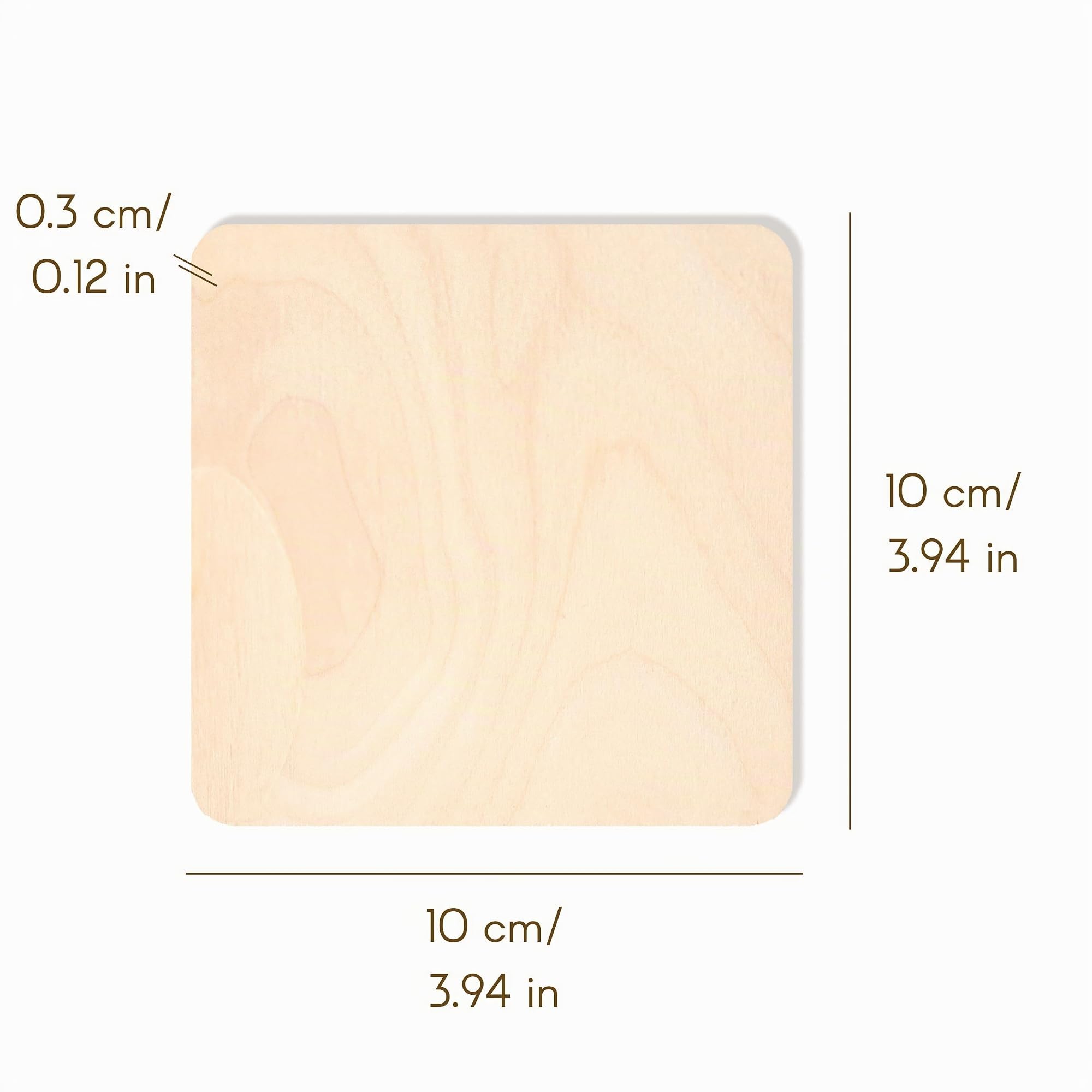 Creative Deco Dessous verre bois 10x10 cm lot 10 brut