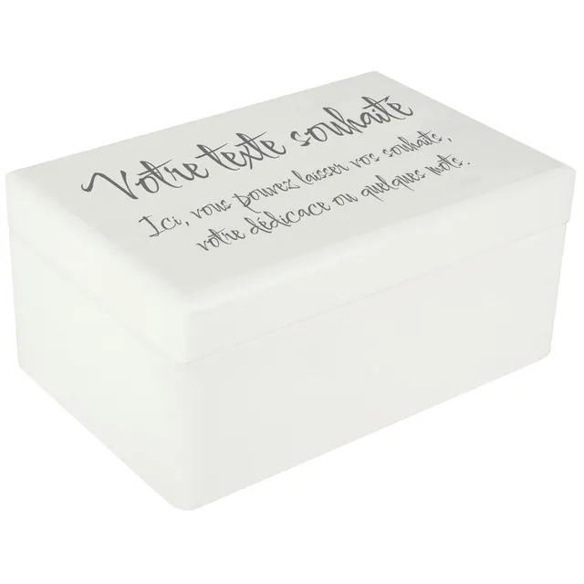 Creative Deco Boîte Bois Texte Personnalisé 30x20x14 cm blanc