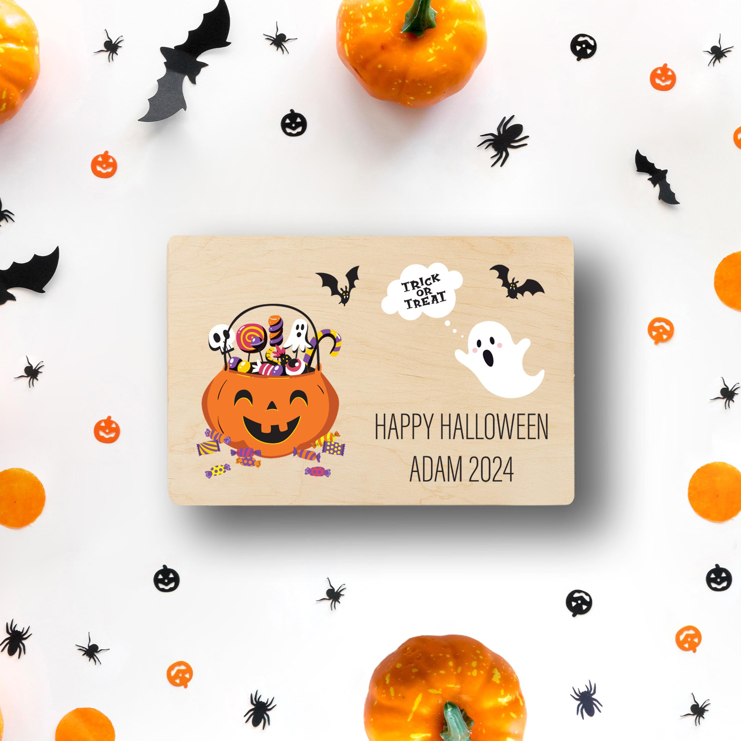 Creative Deco Boîte en bois citrouille 30x20x14 Halloween