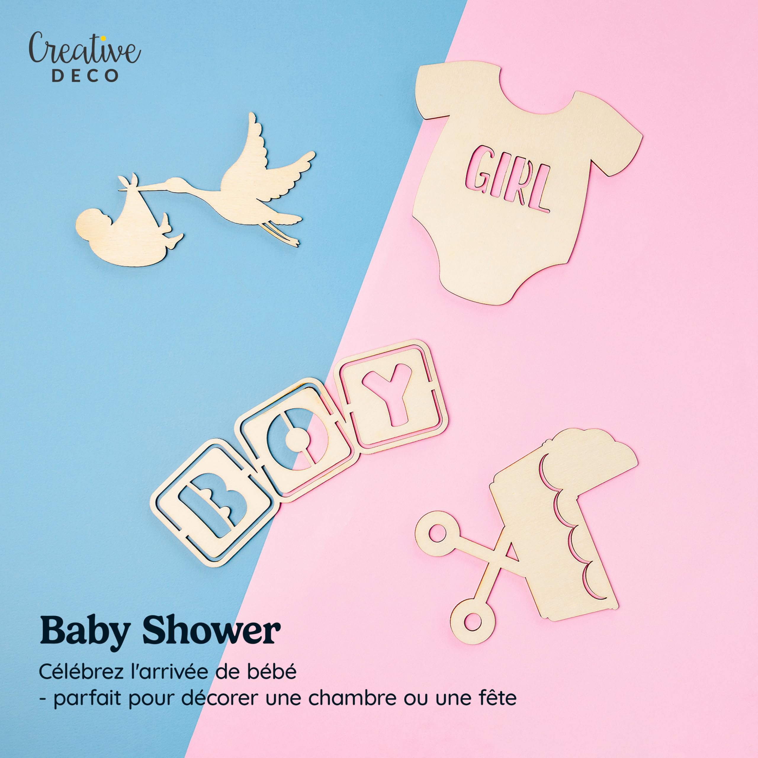 Creative Deco Personalised déco baby shower Bienvenue Bébé bois