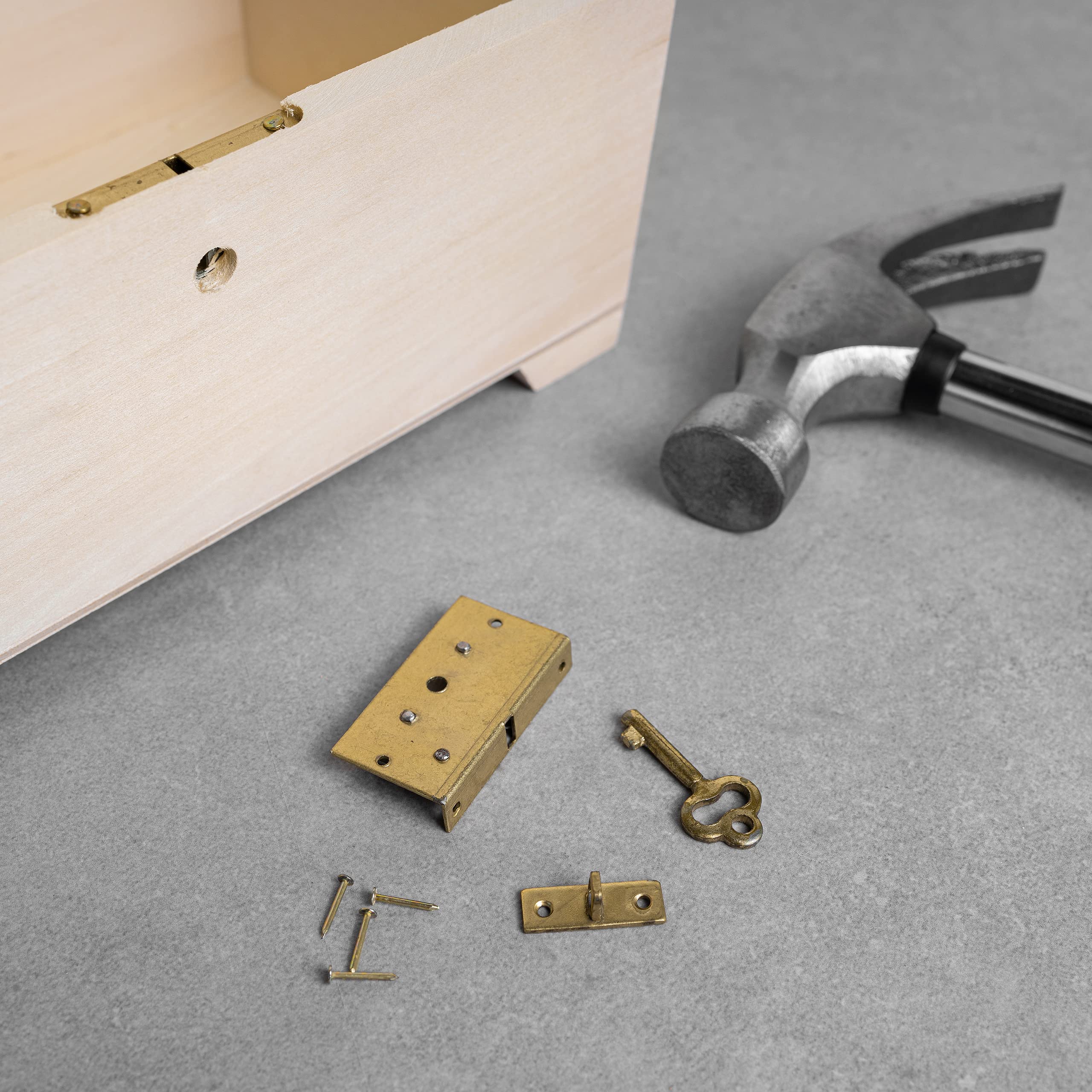Creative Deco Serrure Dorée 40x22 mm avec Clé pour Boîte Bois