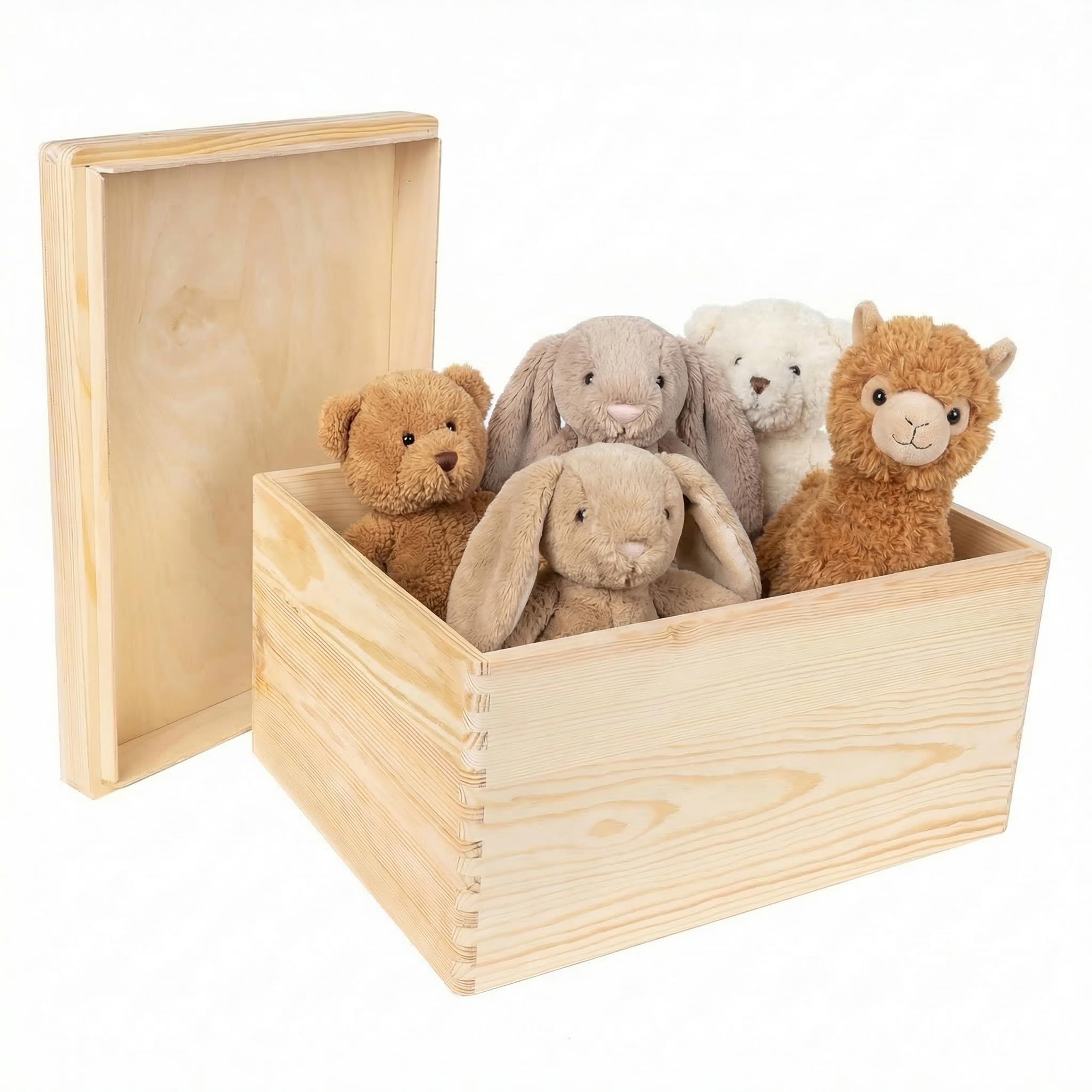 Creative Deco Boîte Rangement Bois Brut 40x30x22 cm