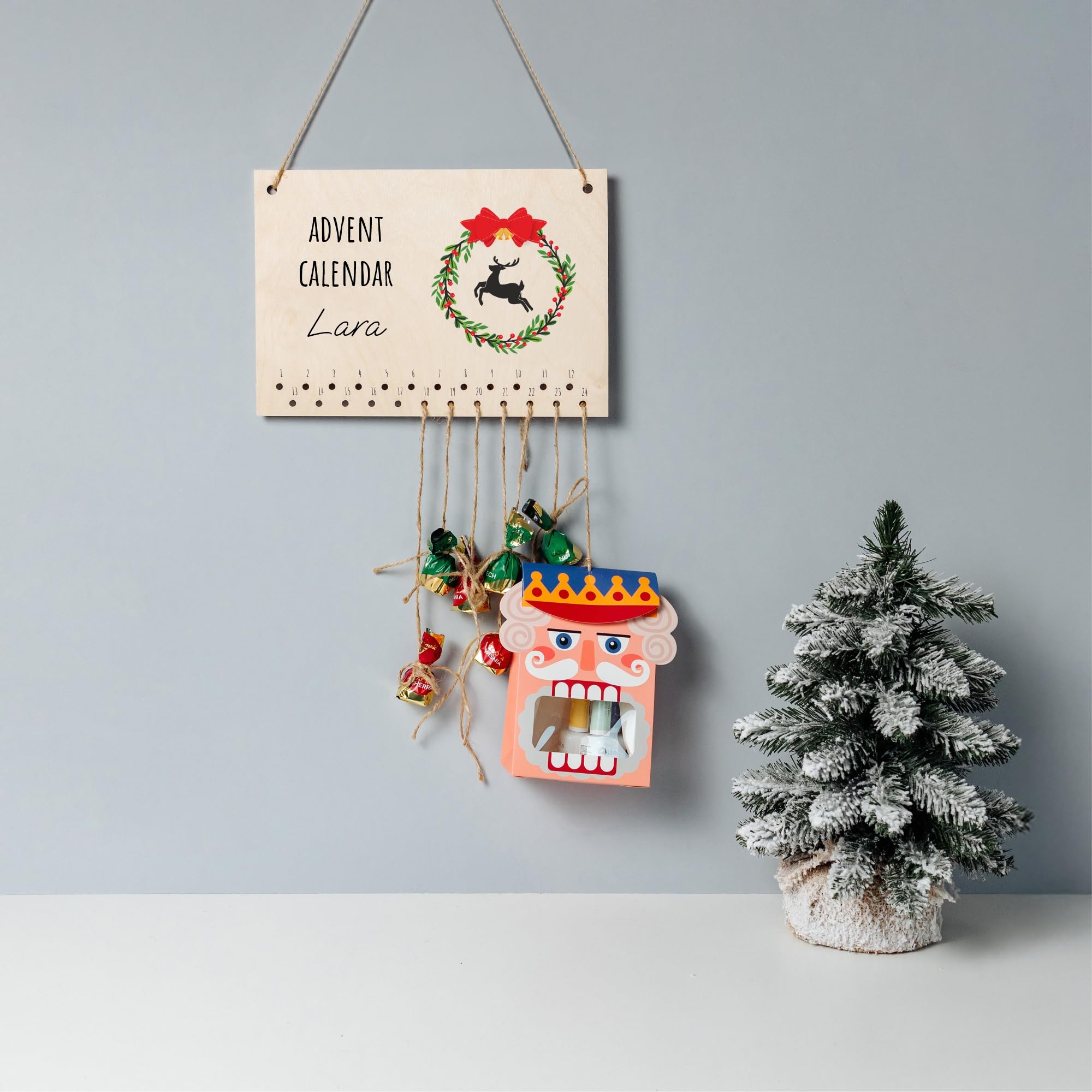 Creative Deco Sapin calendrier avent bois personnalisé A4